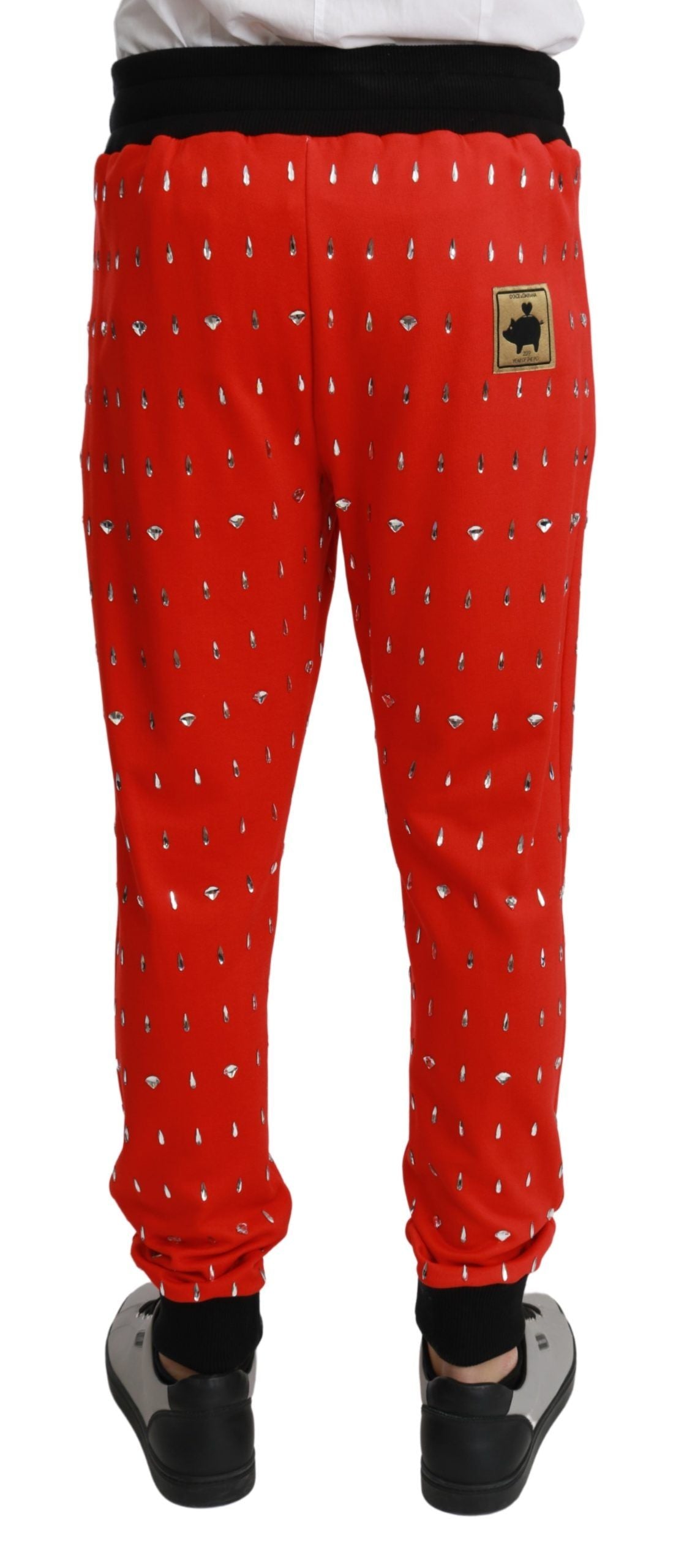Dolce & Gabbana Red Piggy Bank Print Sweatpants