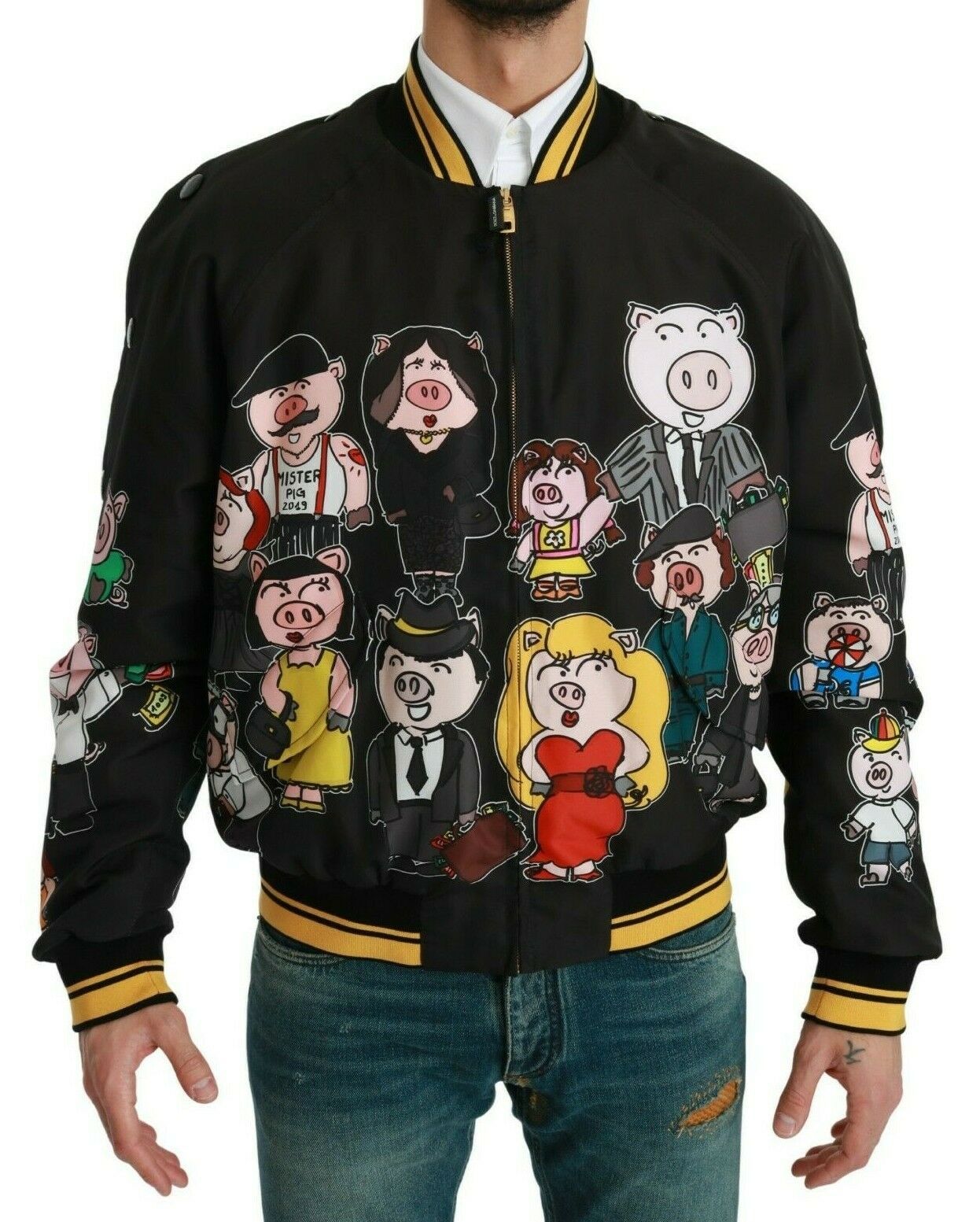 - Multicolor Motive Bomber Style Jacket