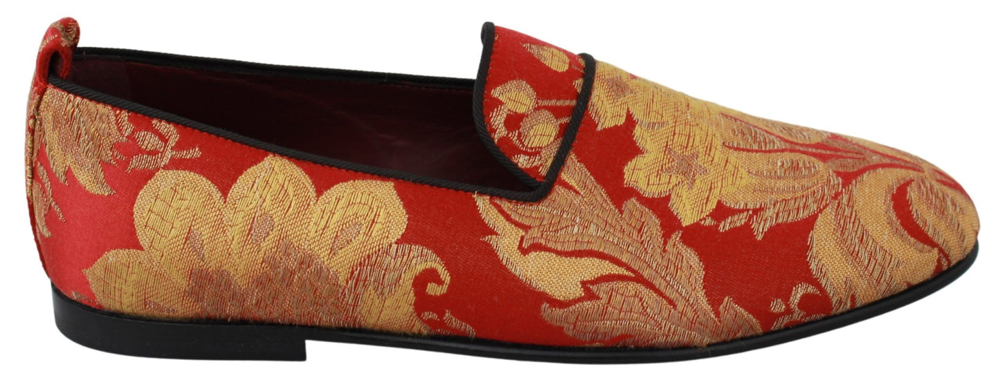 - Rose Gold Brocade Loafers Slide Flats