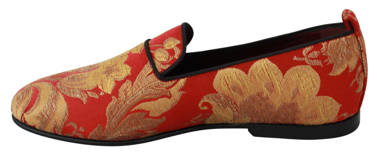 - Rose Gold Brocade Loafers Slide Flats