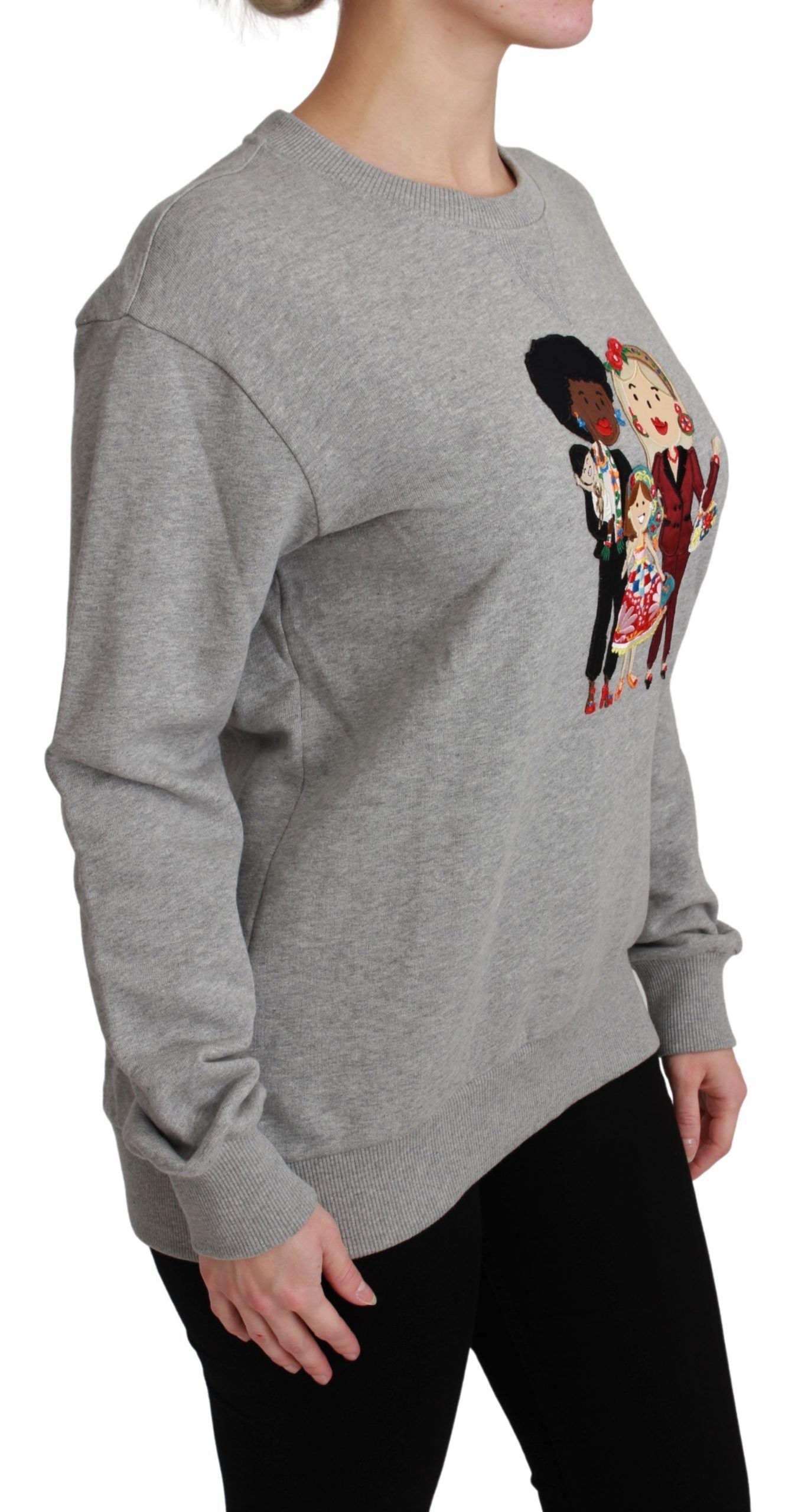 - Elegant Multicolor Embroidered Crew-neck Sweater