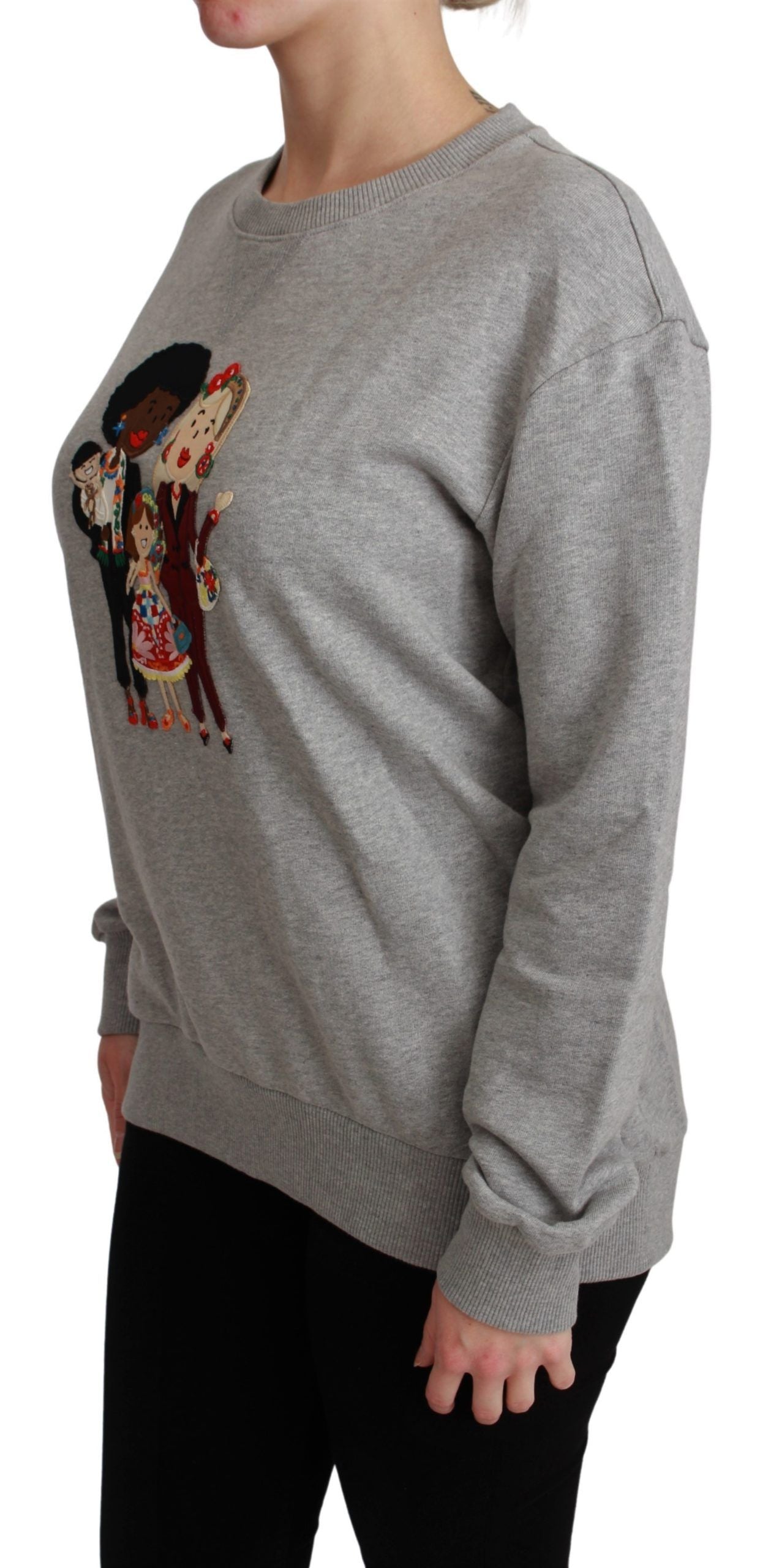 - Elegant Multicolor Embroidered Crew-neck Sweater