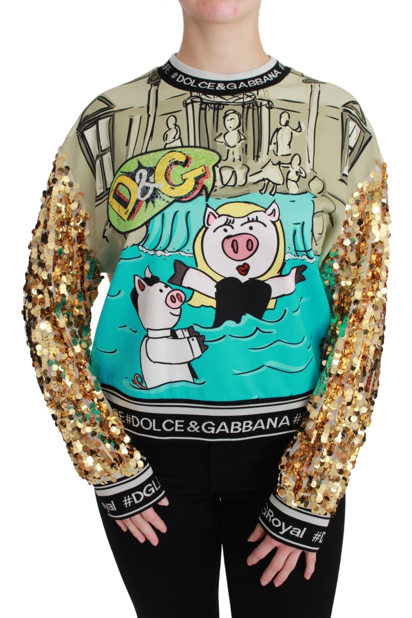 - Chic Multicolor Motive Sequined Sweater