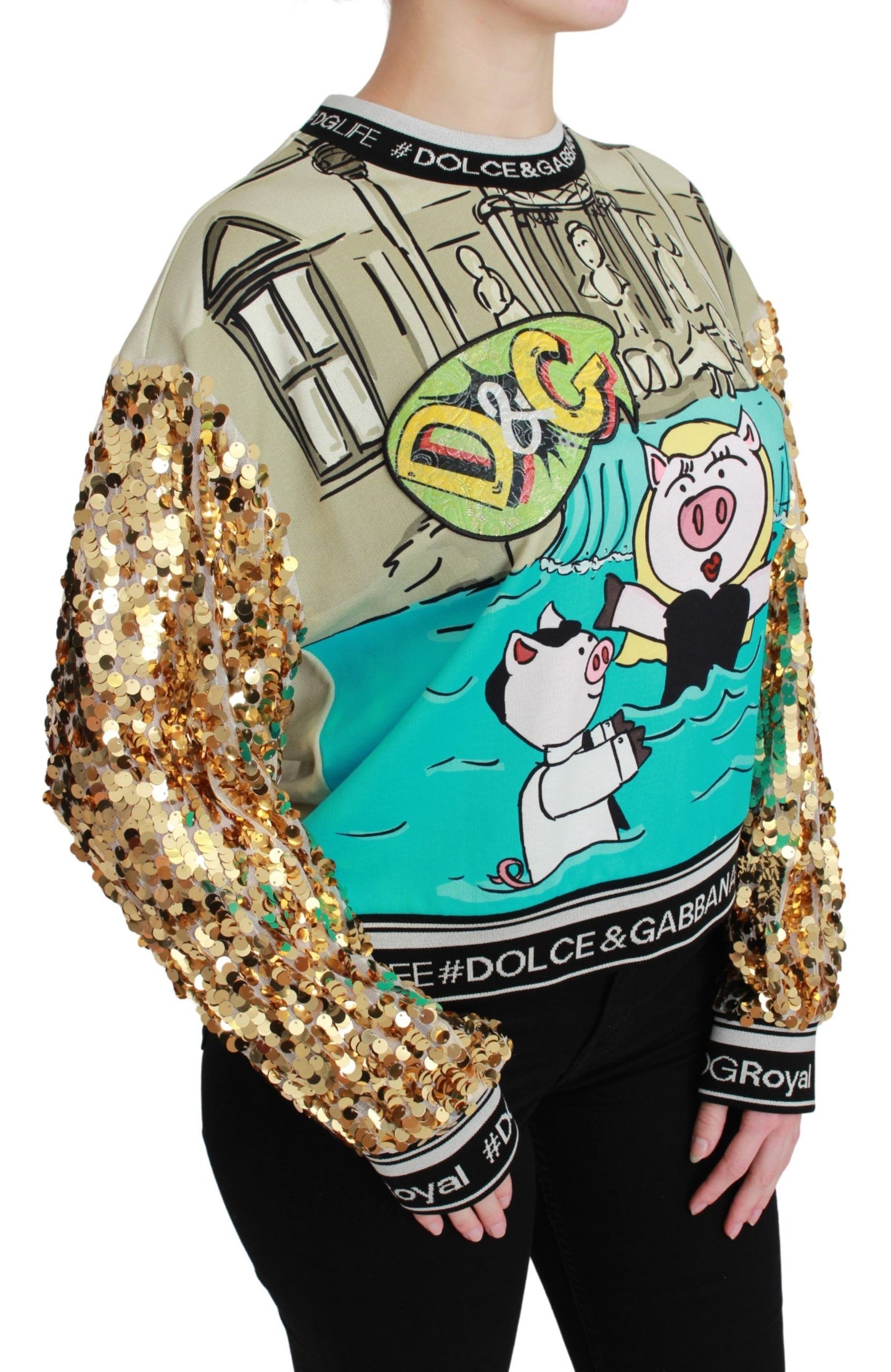 - Chic Multicolor Motive Sequined Sweater