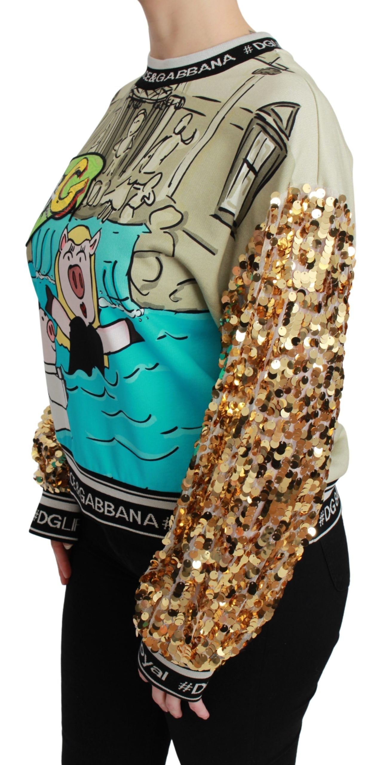 - Chic Multicolor Motive Sequined Sweater