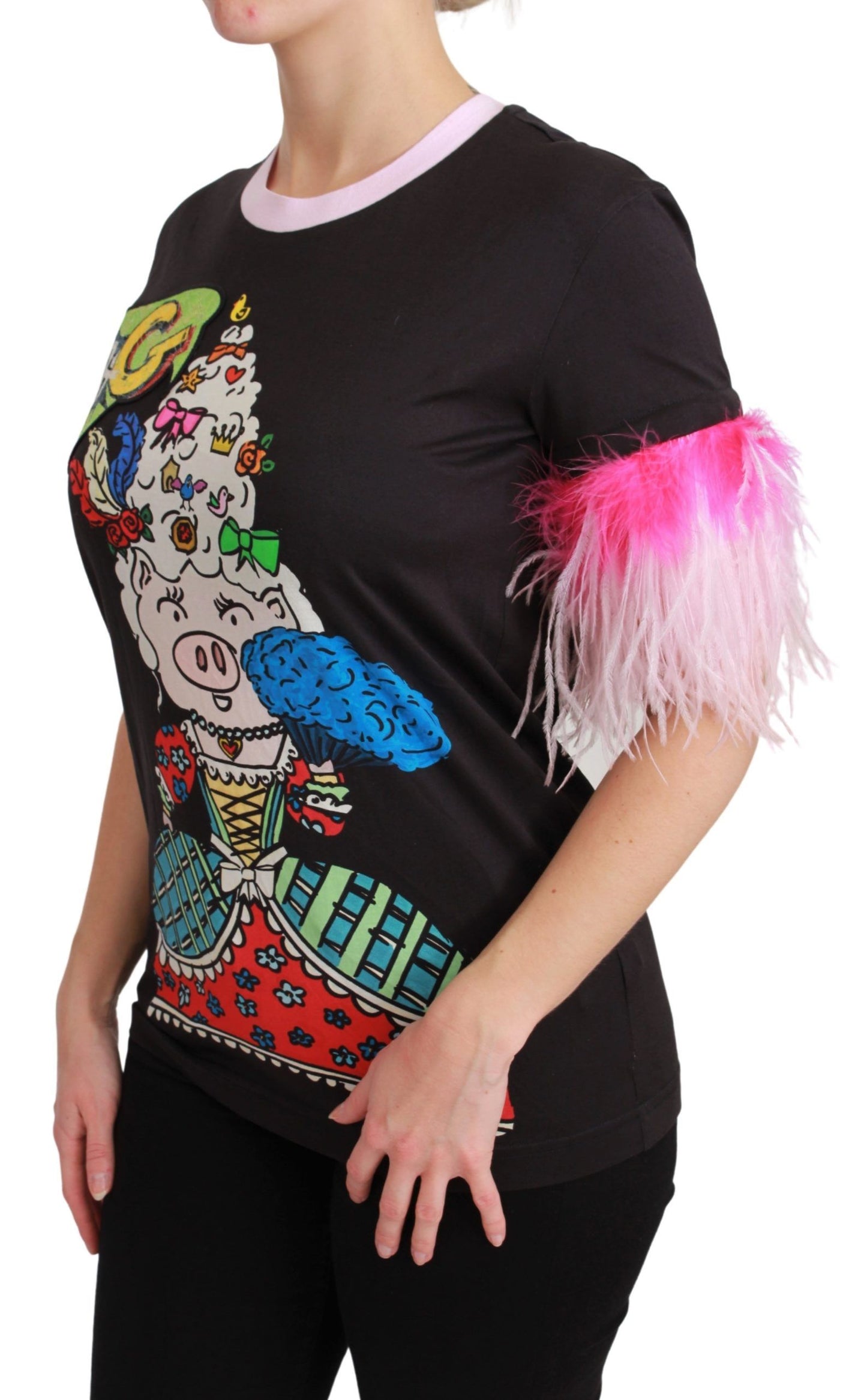 - Chic Crewneck Year of the Pig Motif Tee