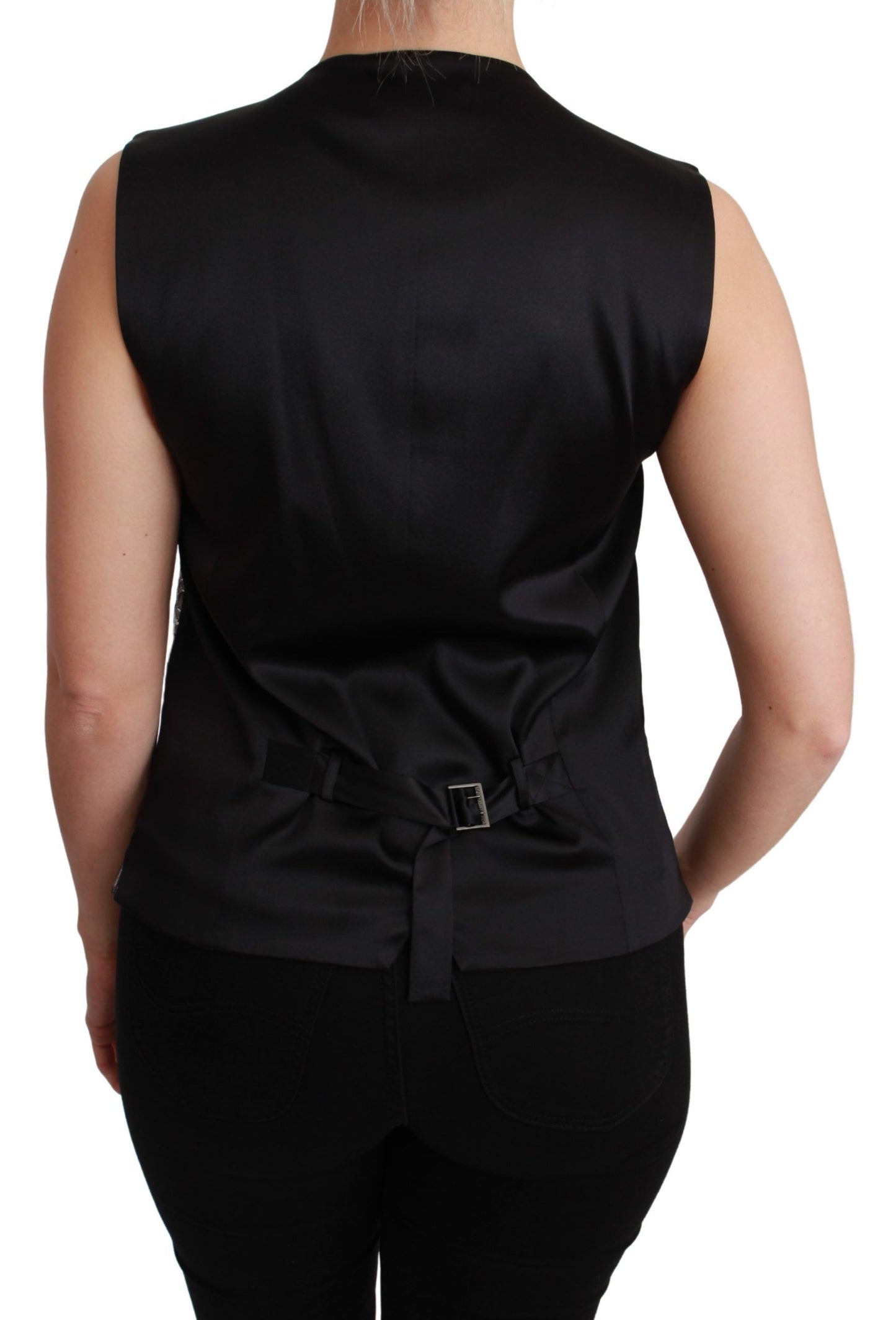 - Elegant Silver Sleeveless Brocade Vest