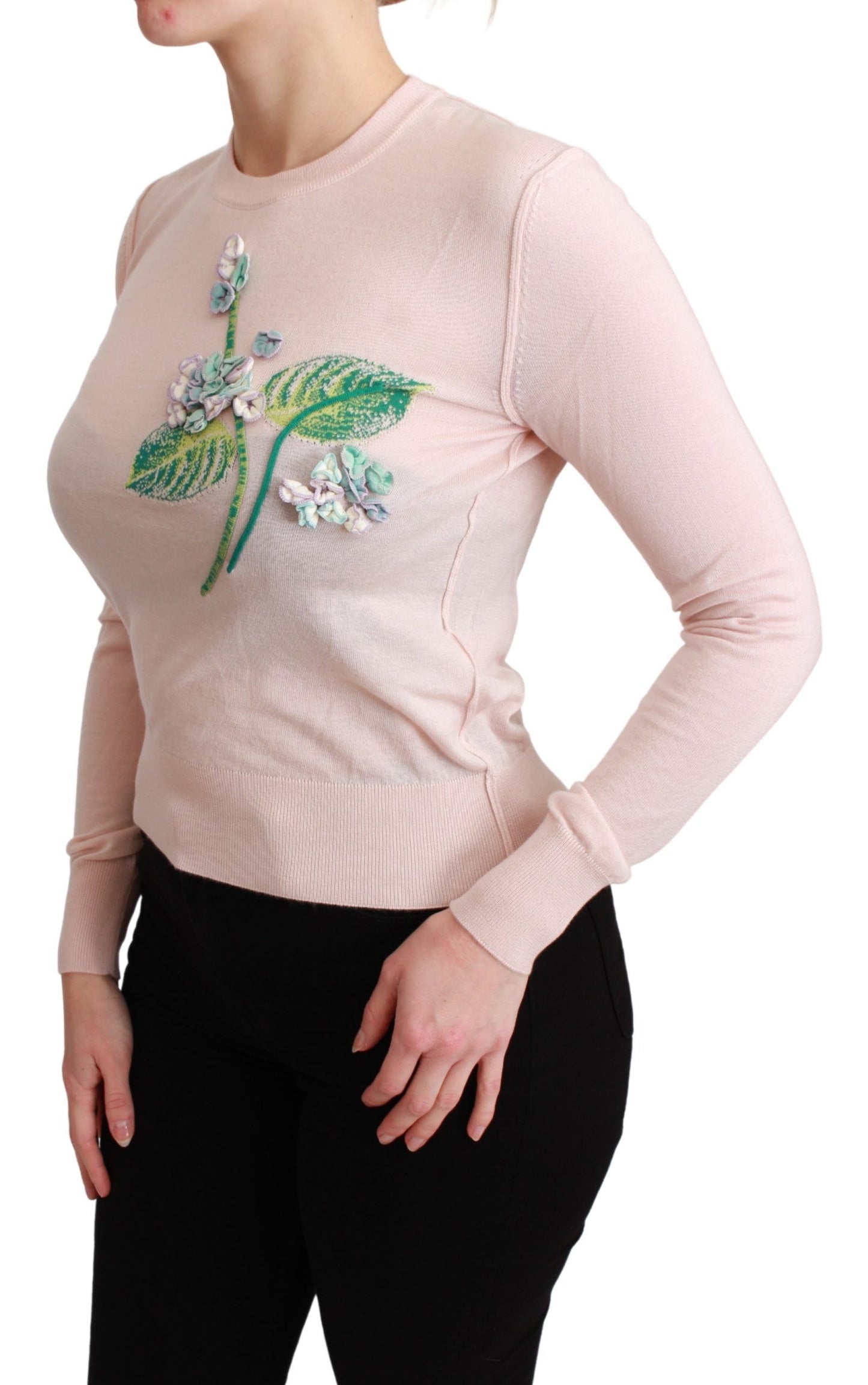 - Silk Blend Floral Embroidered Sweater