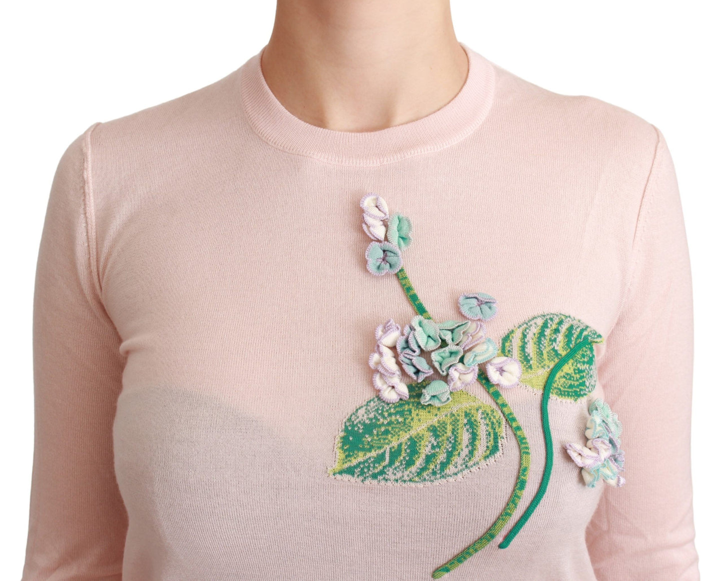 - Silk Blend Floral Embroidered Sweater