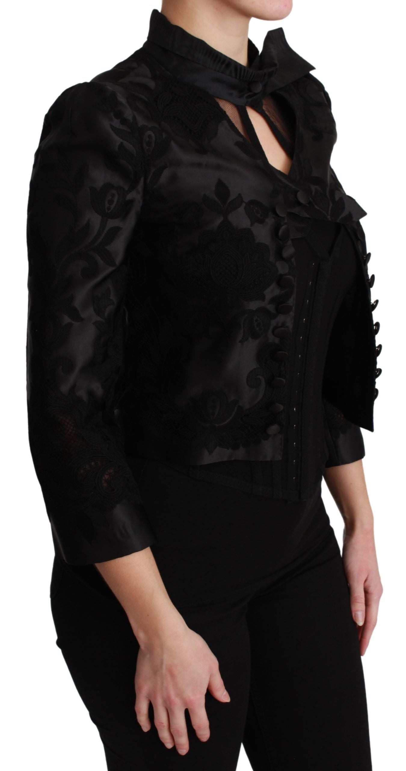 - Exquisite Floral Jacquard Corset Blazer