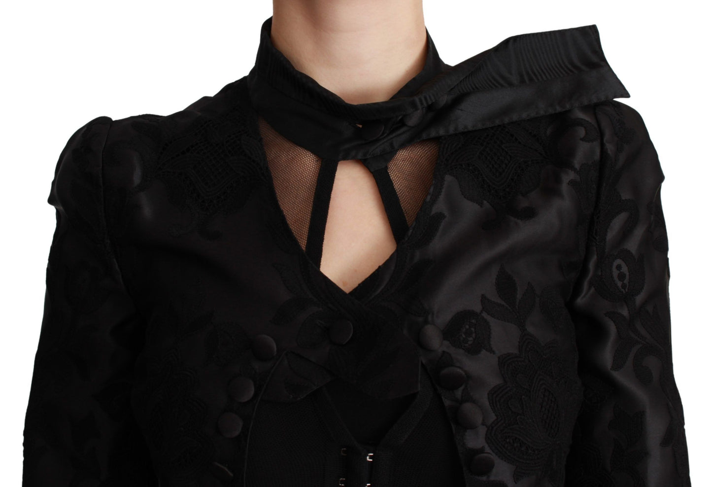 - Exquisite Floral Jacquard Corset Blazer