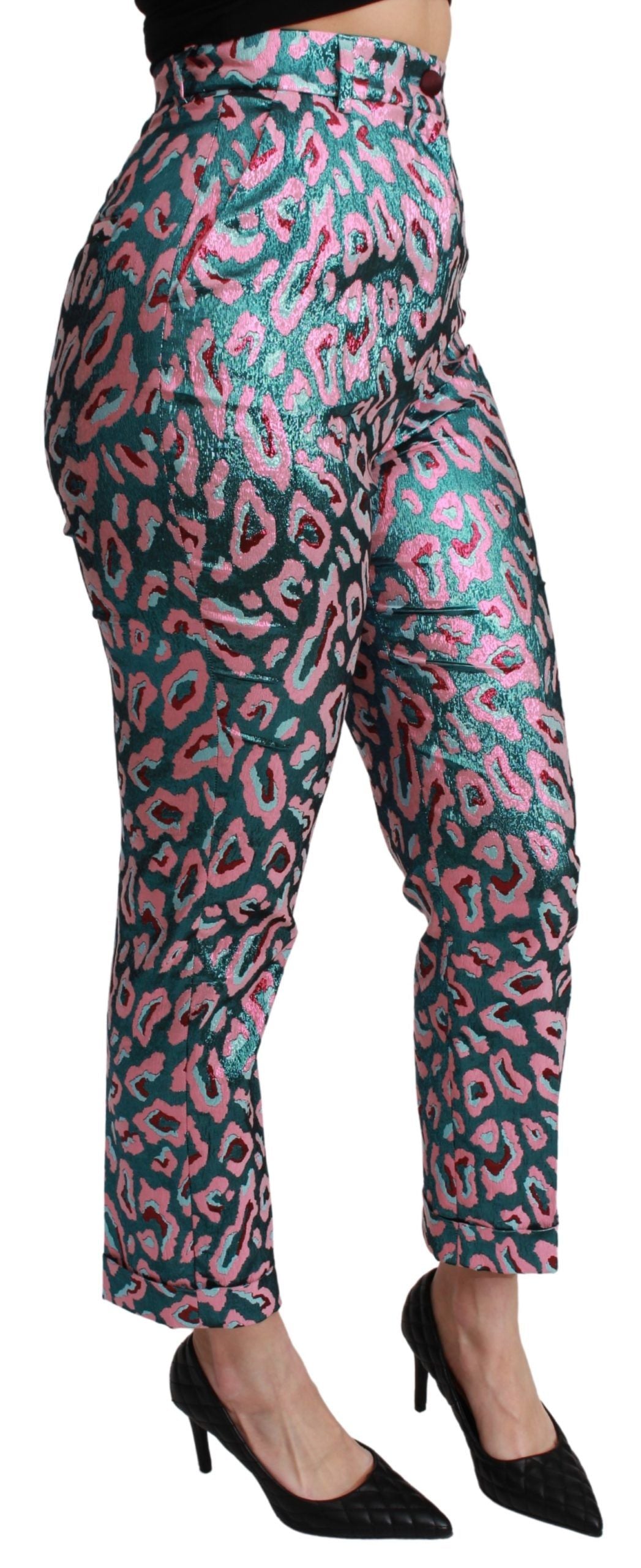 - Elegant High Waist Cropped Silk Blend Pants