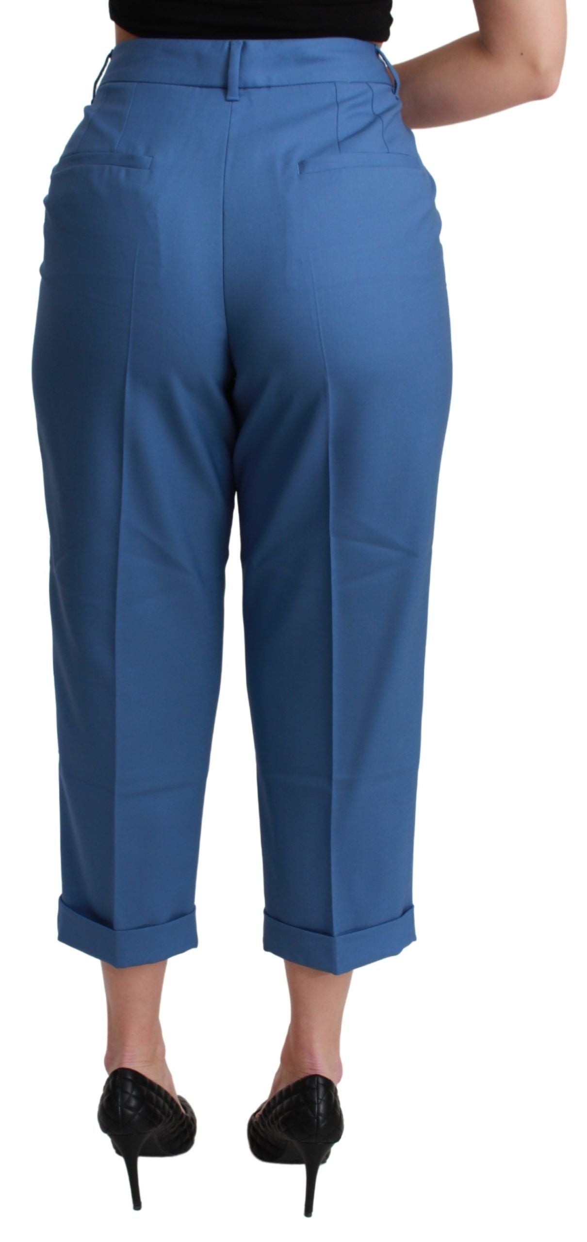 - Elegant Pleated Wool Cuffed Trousers