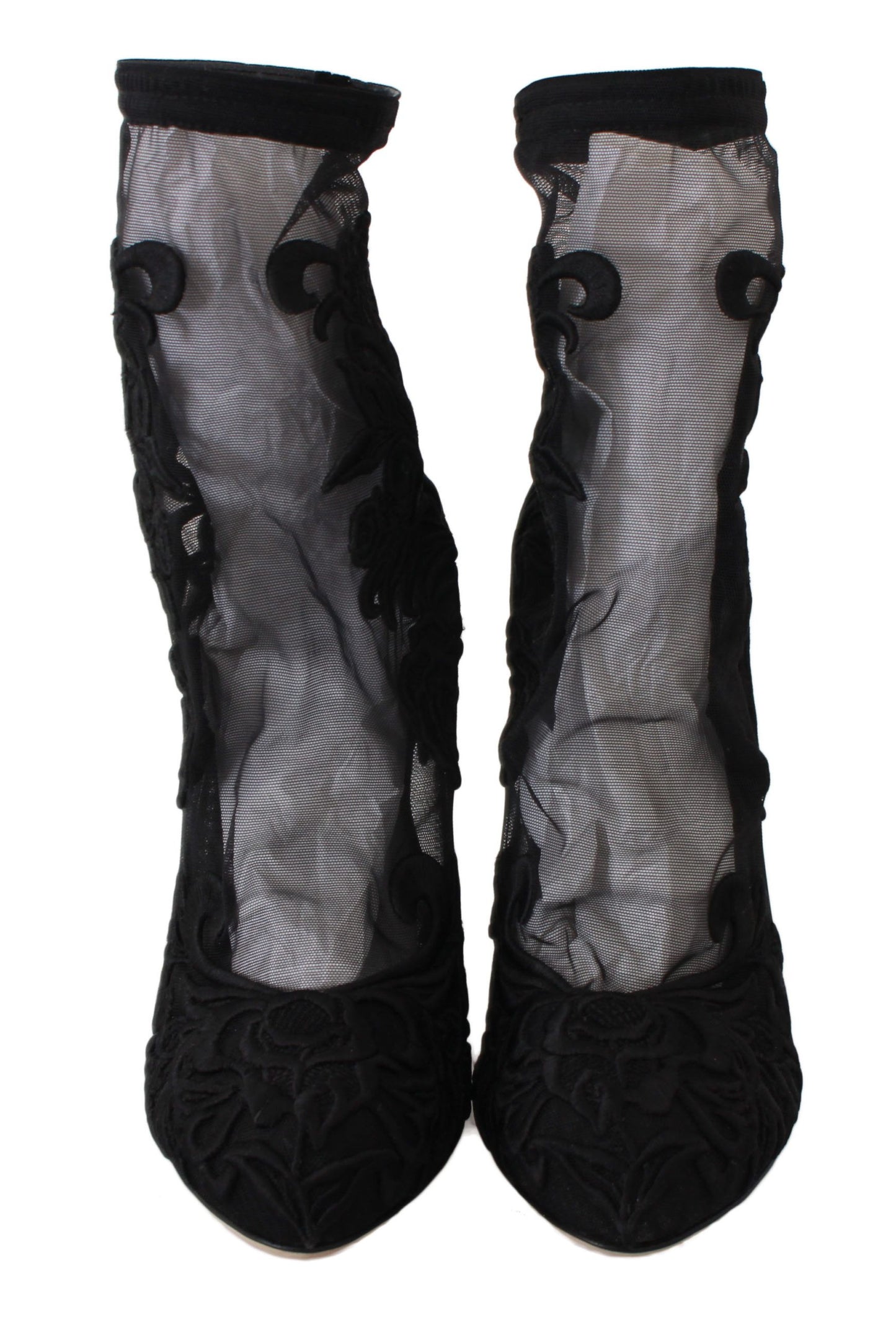 - Embroidered Floral Stiletto Socks Booties
