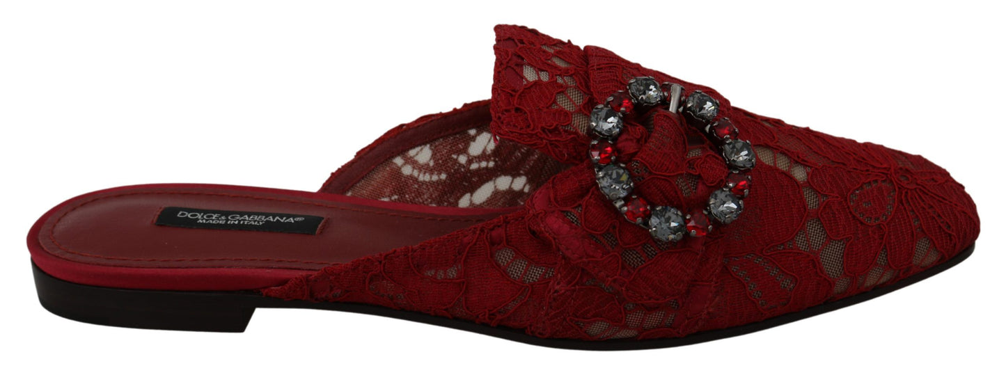 - Radiant Red Slide Flats with Crystal Embellishments