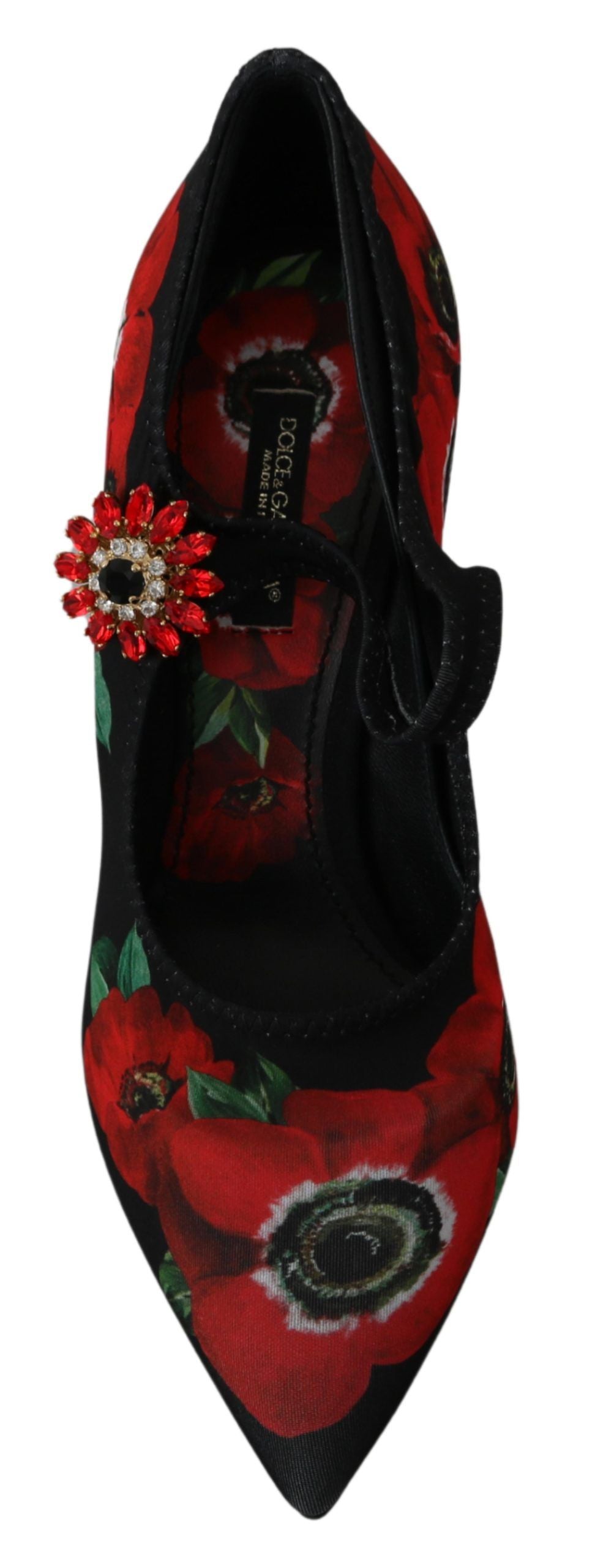 - Floral Mary Janes Pumps with Crystal Detail