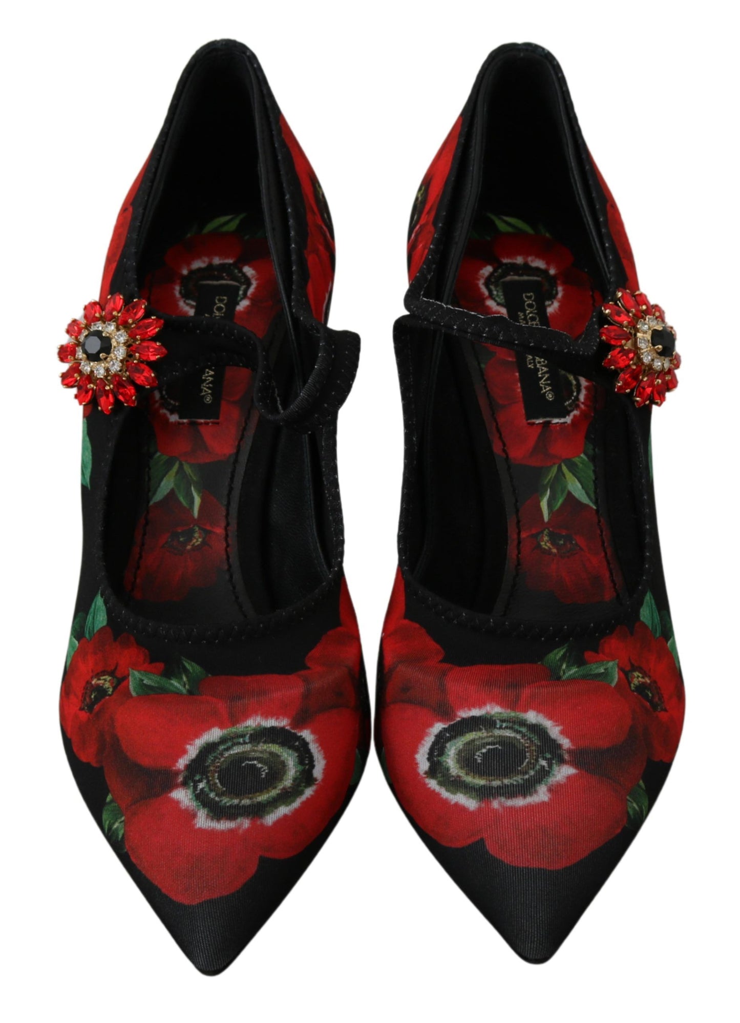 - Floral Mary Janes Pumps with Crystal Detail
