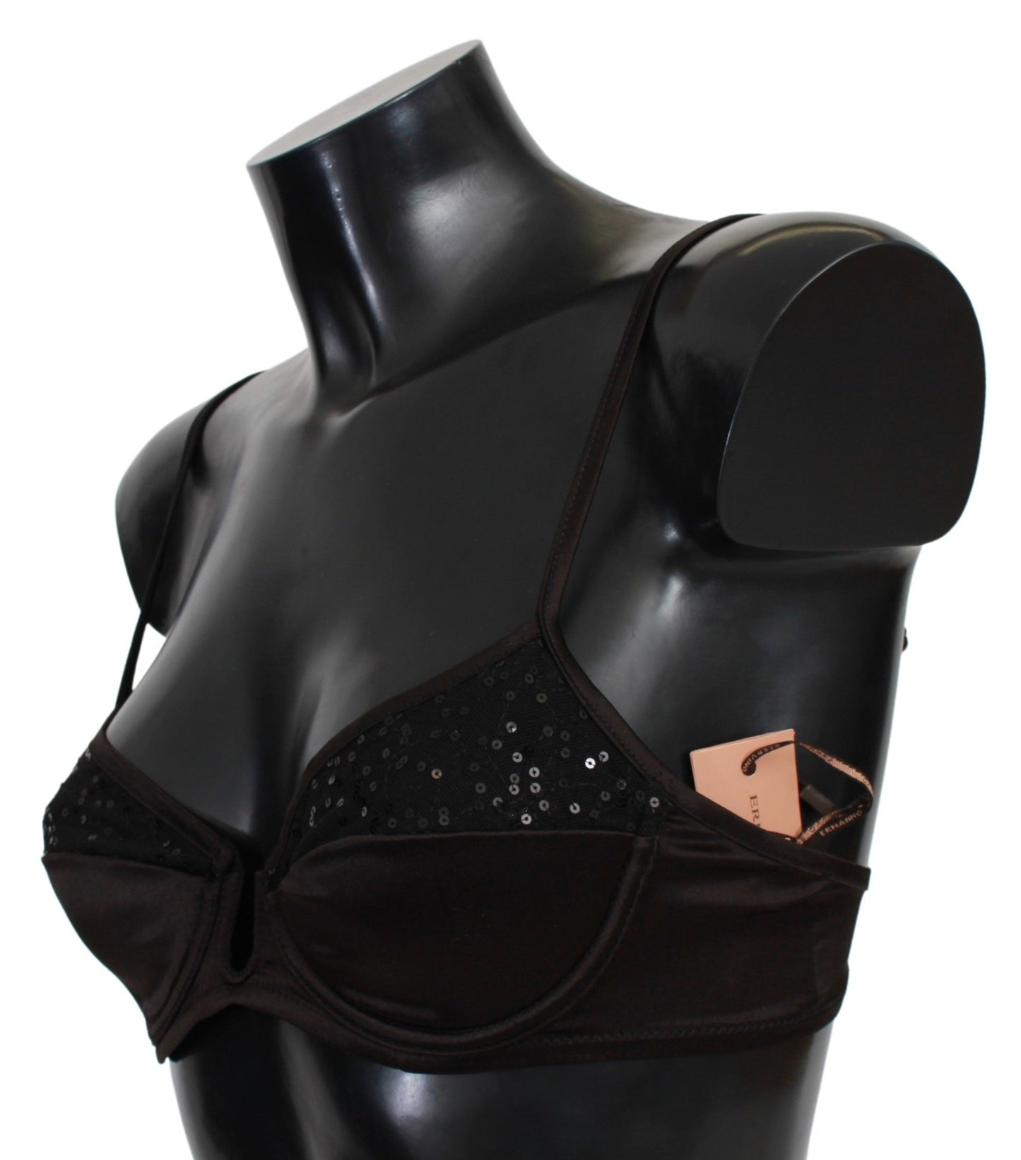 - Sequined Brown Balconette Bra