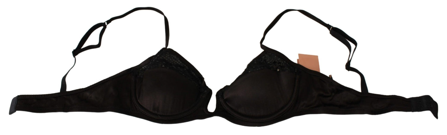 - Sequined Brown Balconette Bra