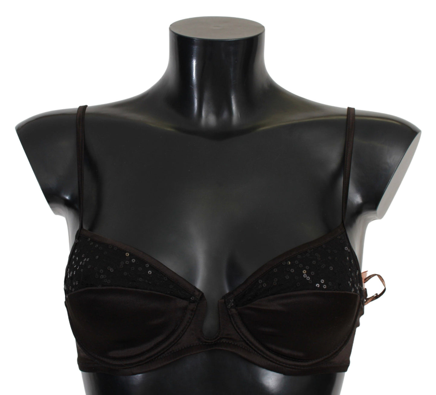 - Sequined Brown Balconette Bra