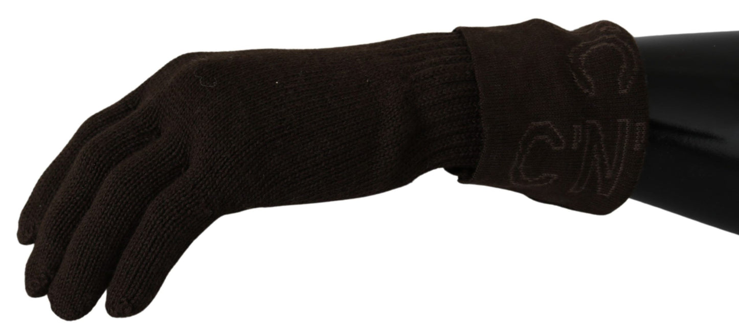 Elegant Brown Knitted Gloves - The Luxe Alliance