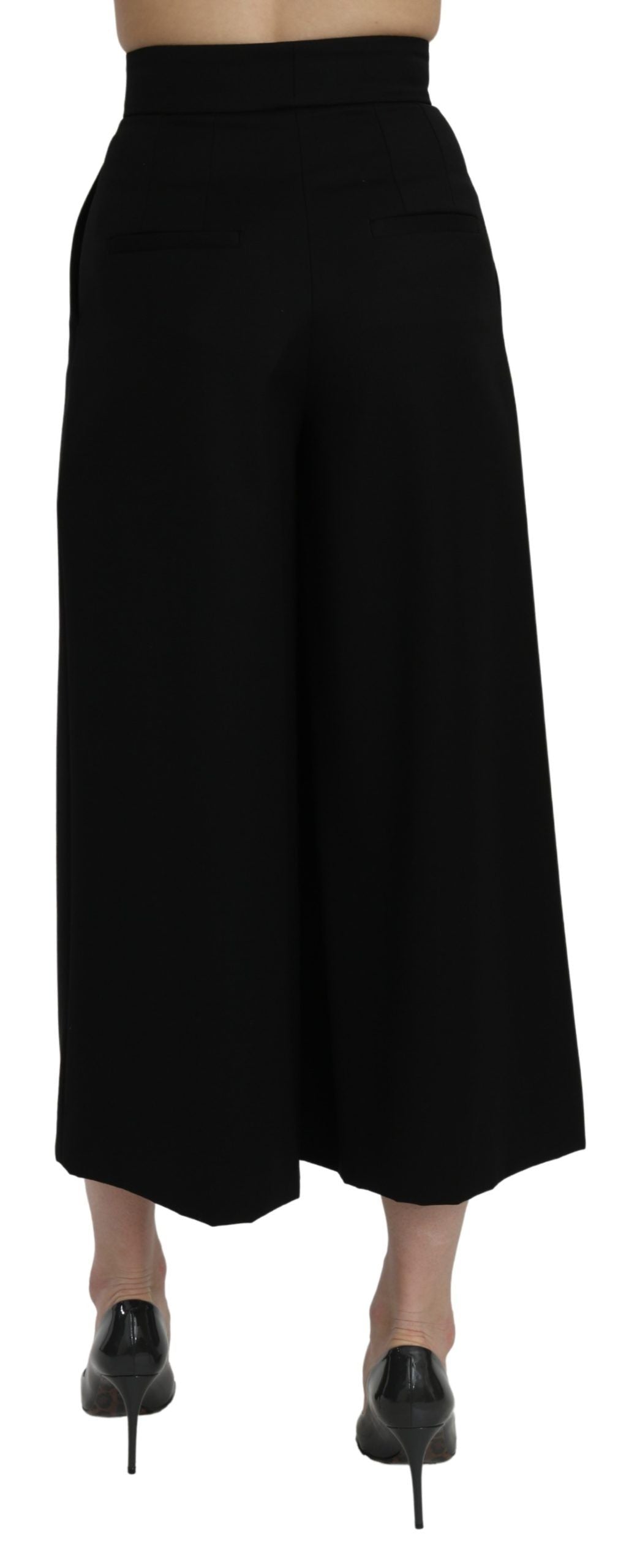 - Elegant High Waist Wide Leg Wool Pants