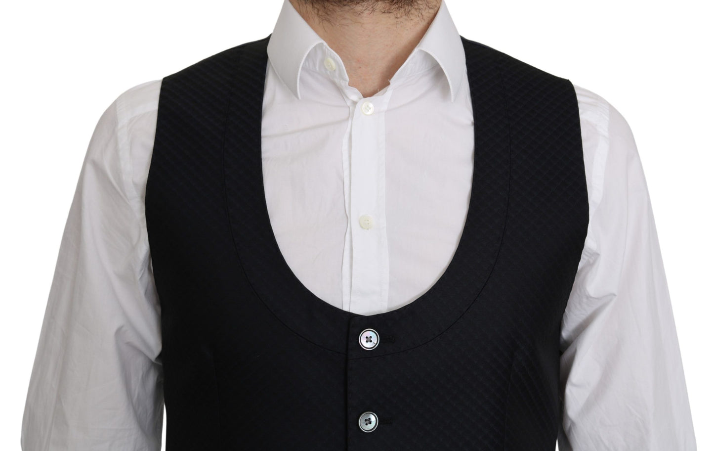 - Elegant Blue Silk-Blend Formal Vest