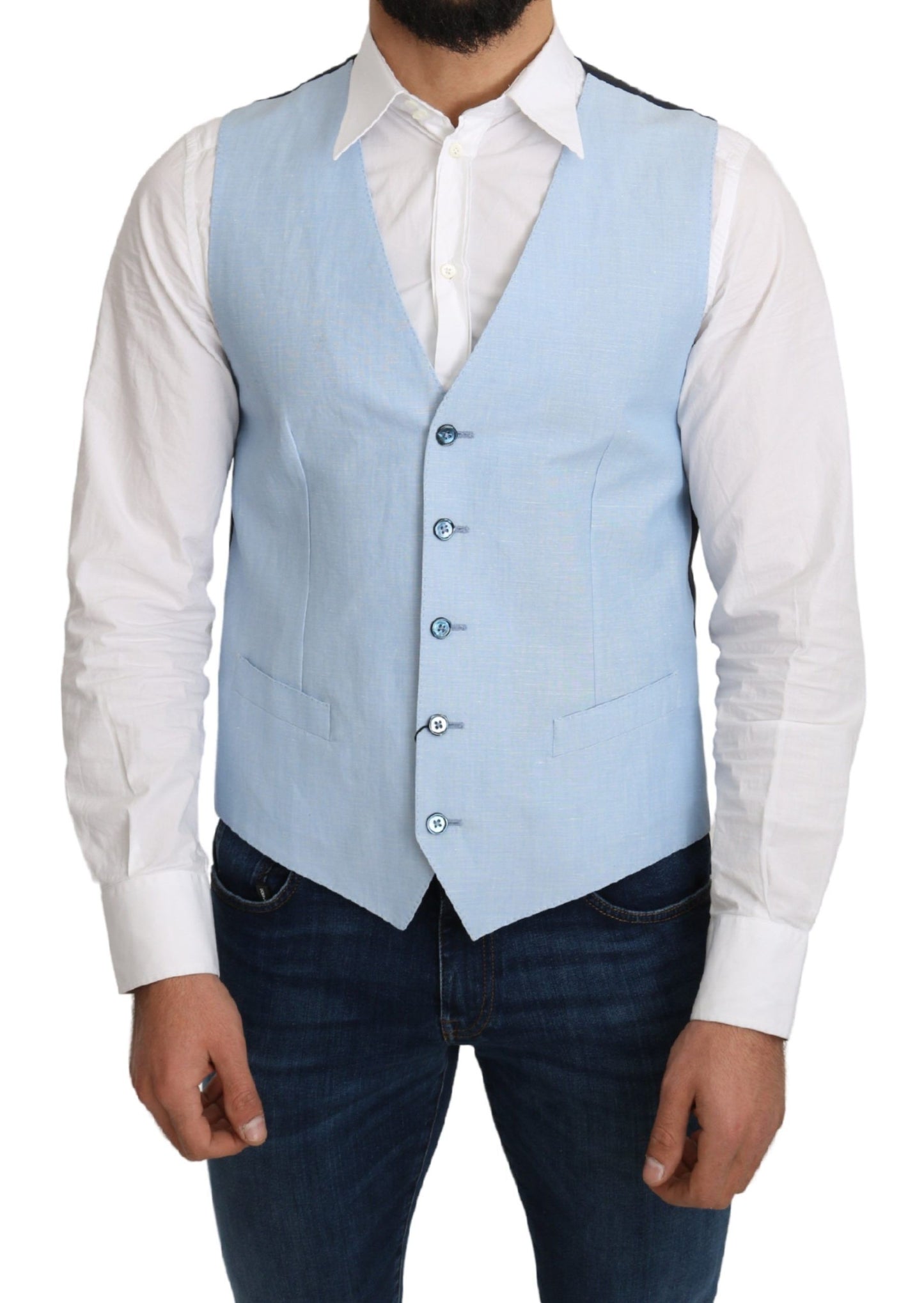 - Elegant Azure Men's Formal Vest