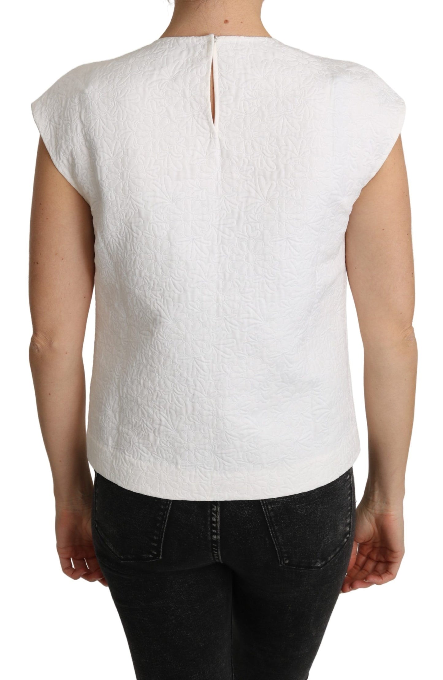 - Elegant White Cotton Blend Blouse