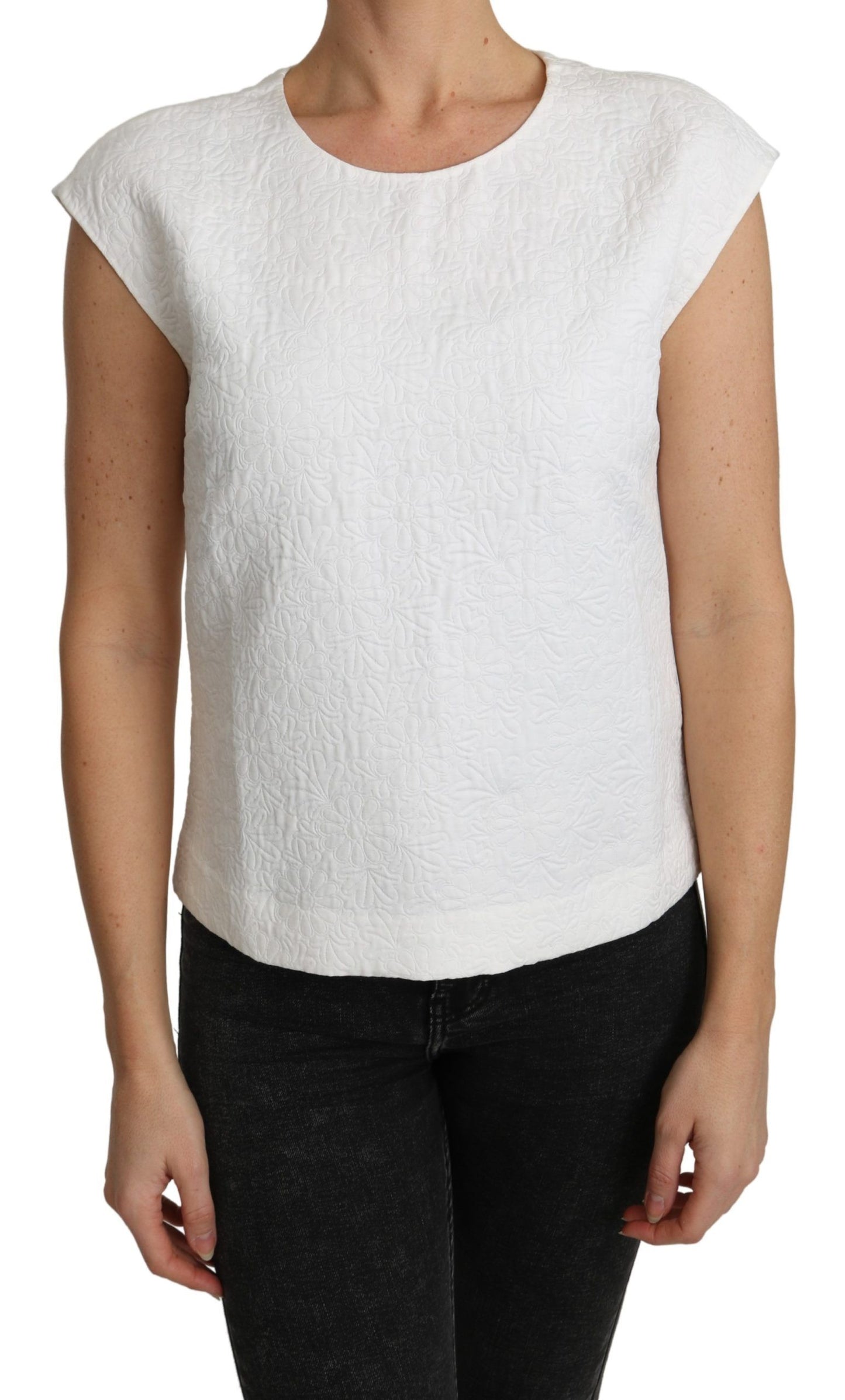 - Elegant White Cotton Blend Blouse