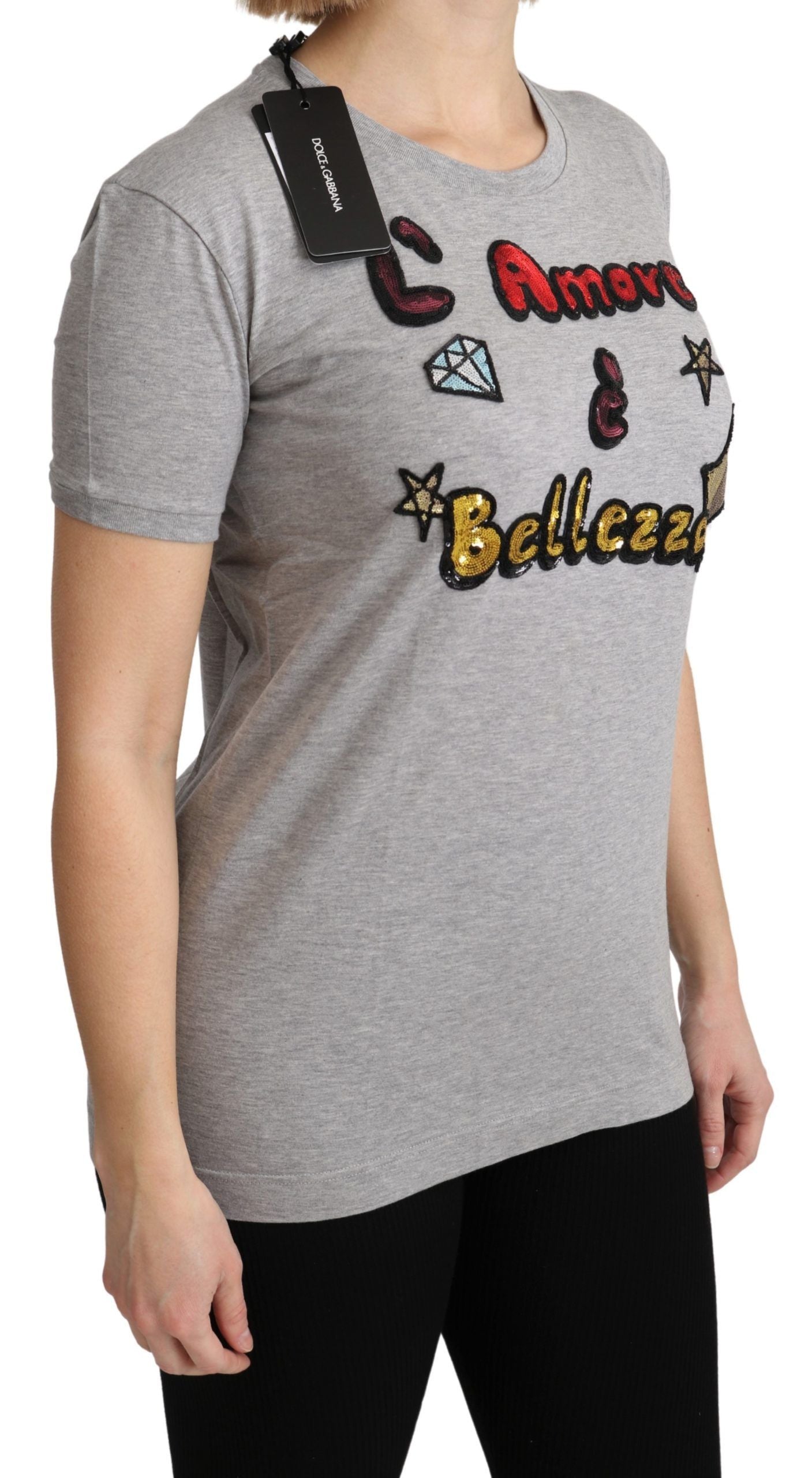 - Sequined Motive Cotton Tee