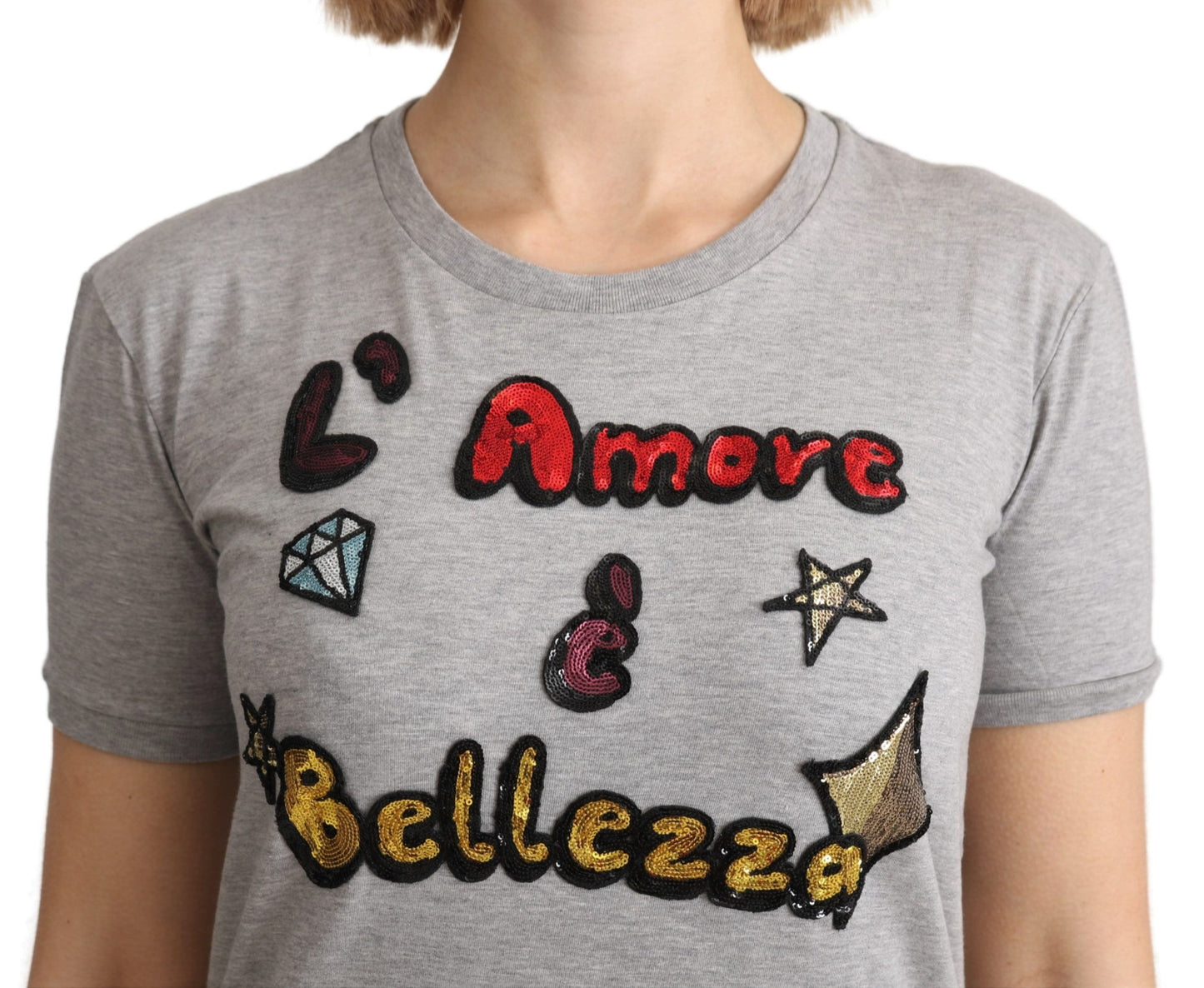 - Sequined Motive Cotton Tee