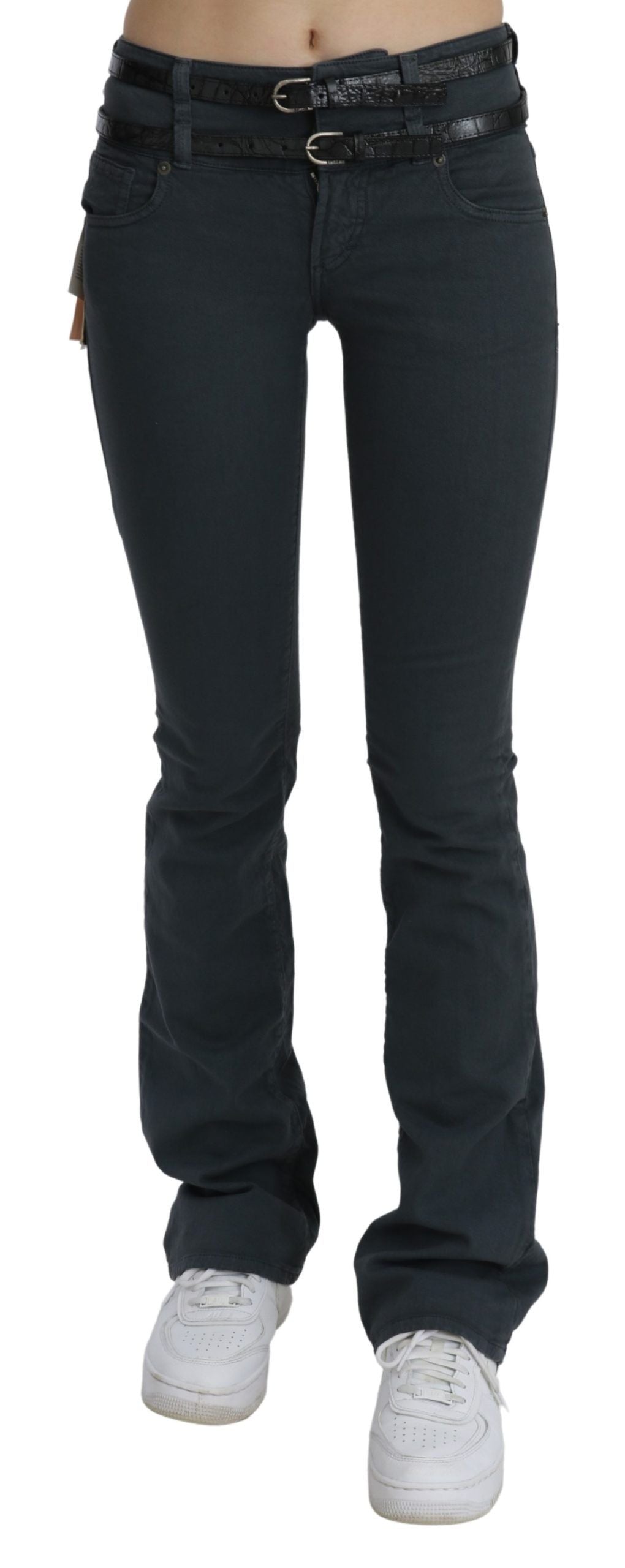 - Chic Mid Waist Slim Flared Denim
