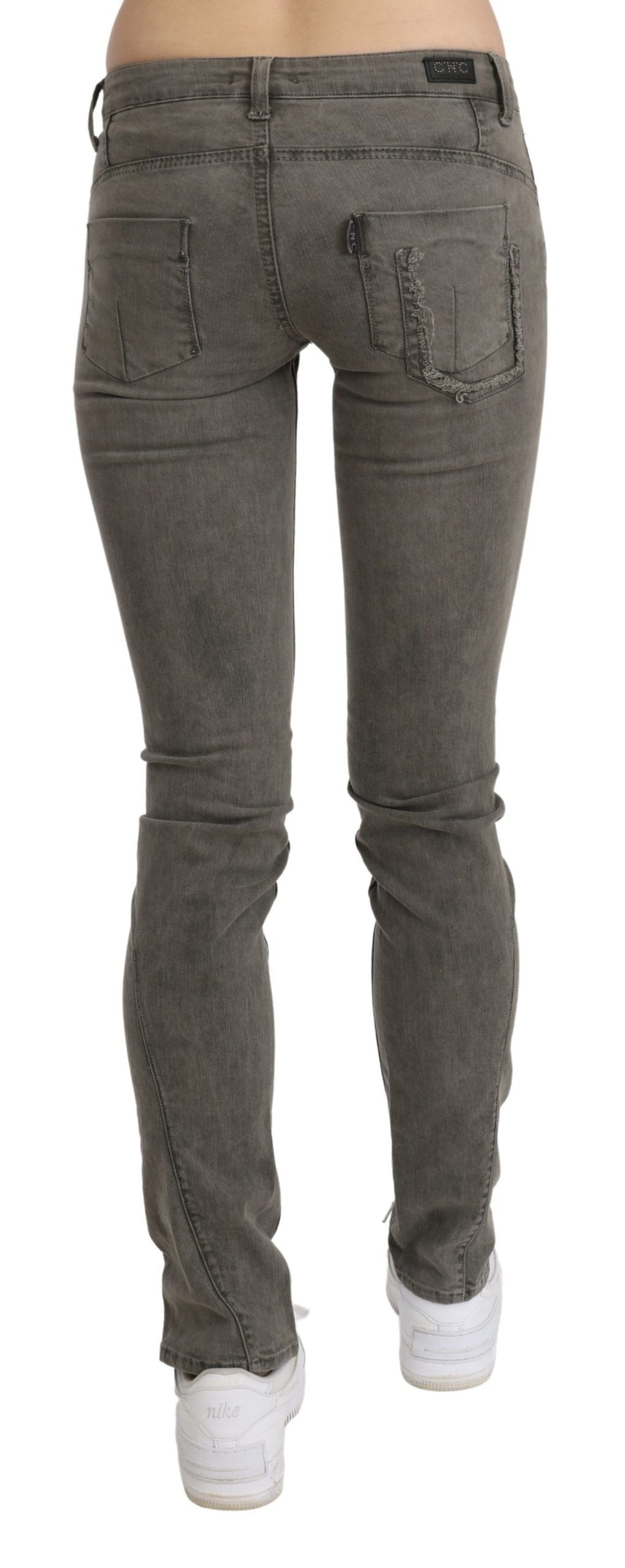 - Chic Gray Slim Fit Cotton Jeans