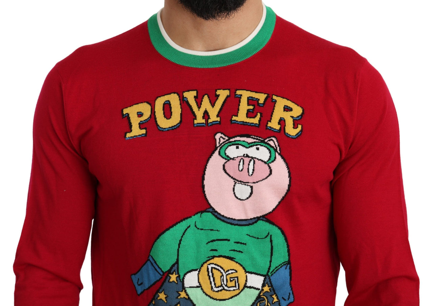 - Elegant Red Wool-Silk Crewneck Sweater
