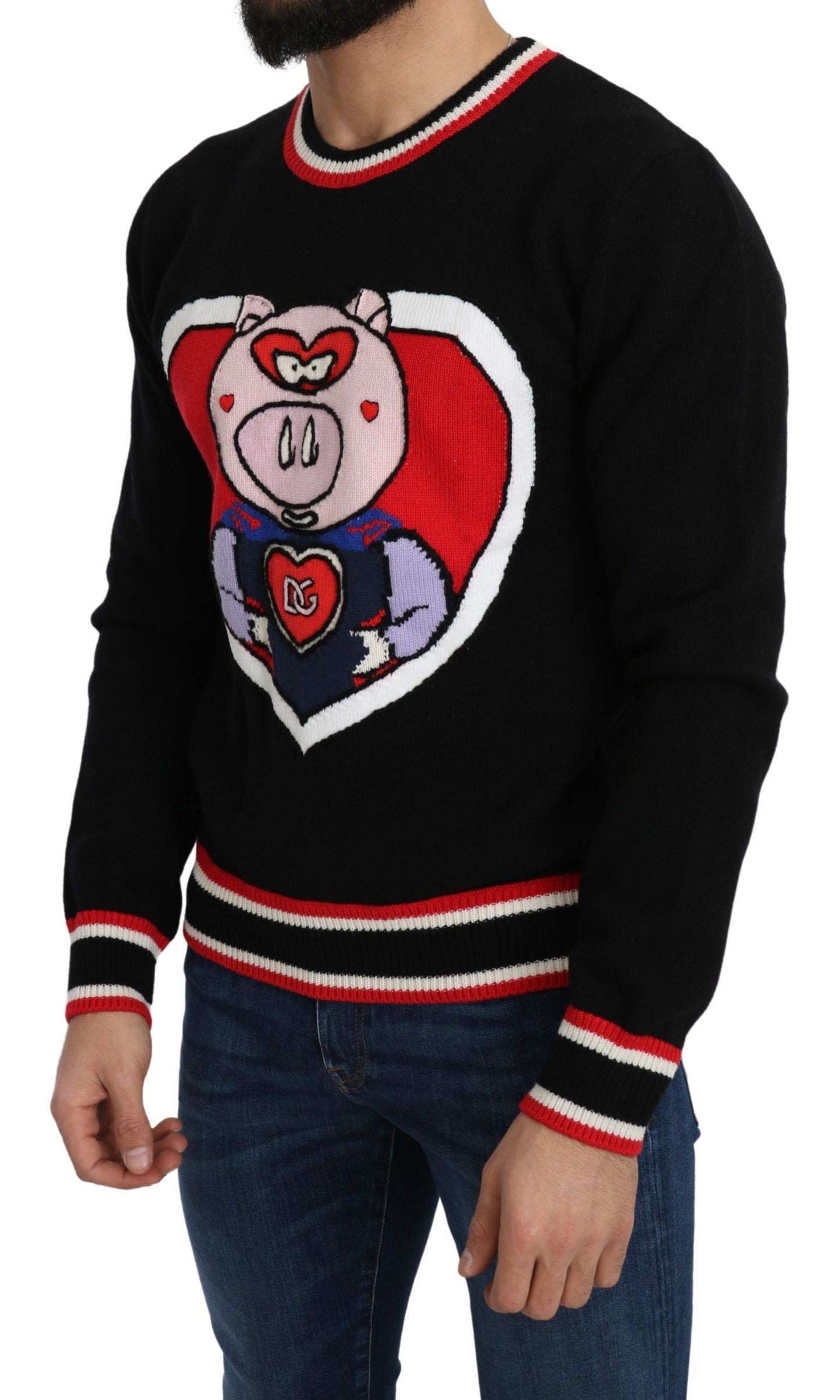 - Elegant Black Cashmere Crew Neck Sweater