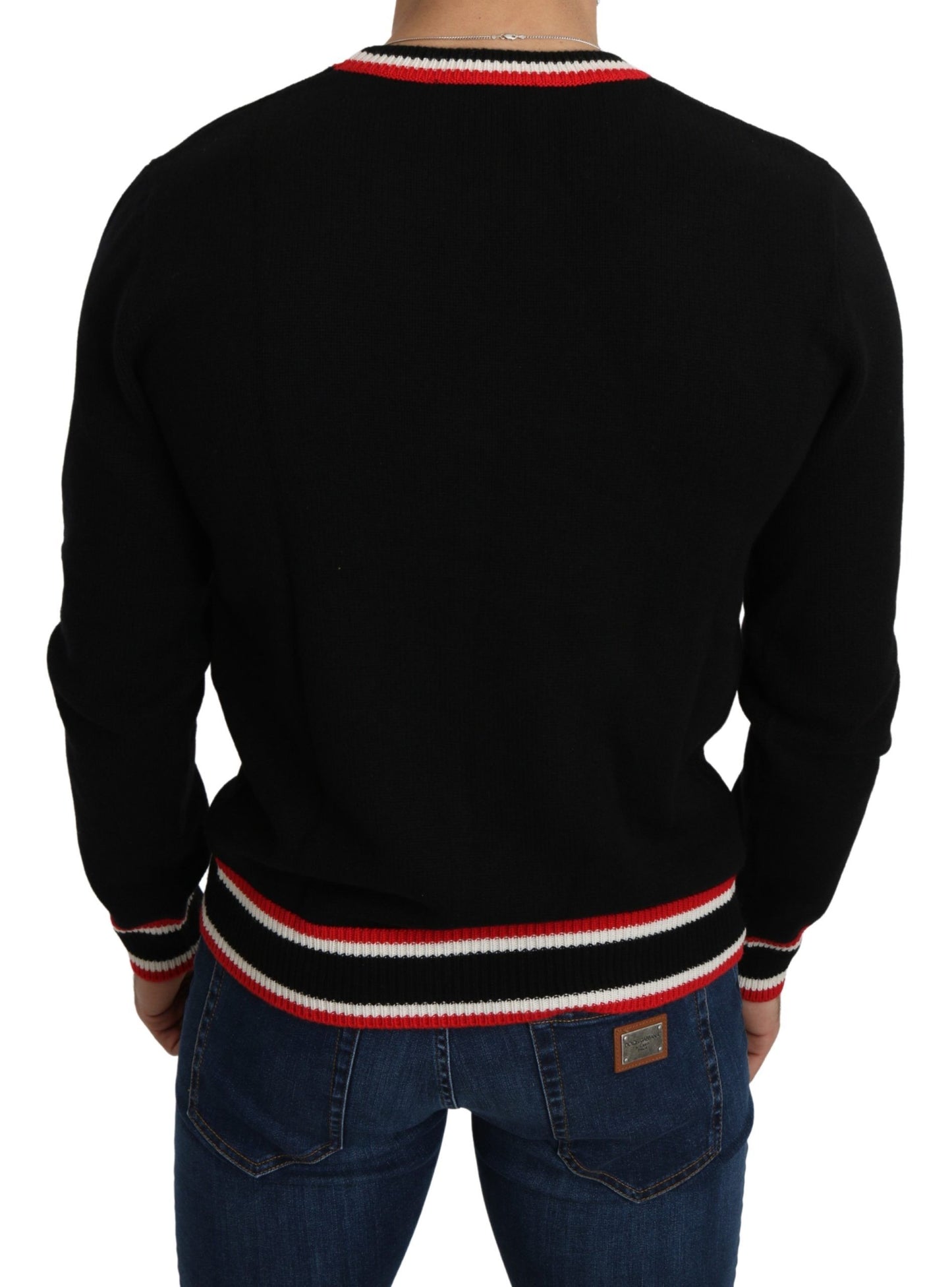 - Elegant Black Cashmere Crew Neck Sweater