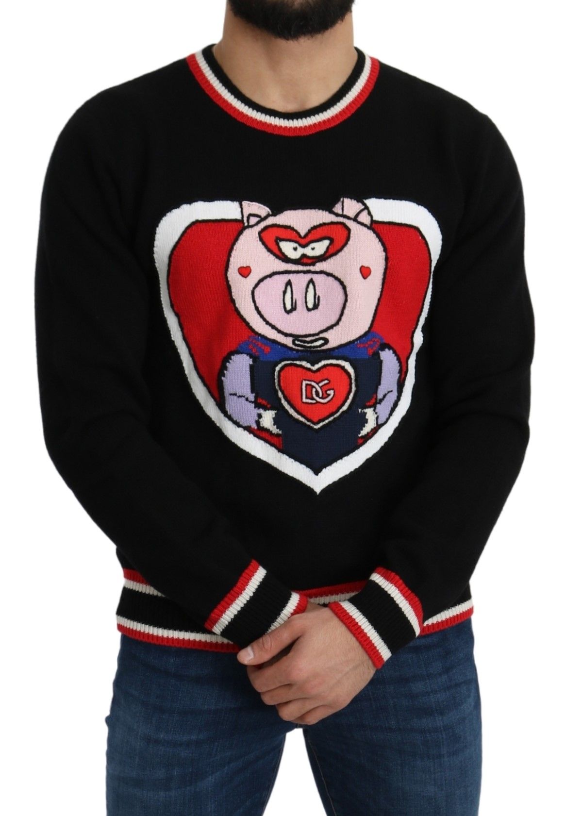 - Elegant Black Cashmere Crew Neck Sweater