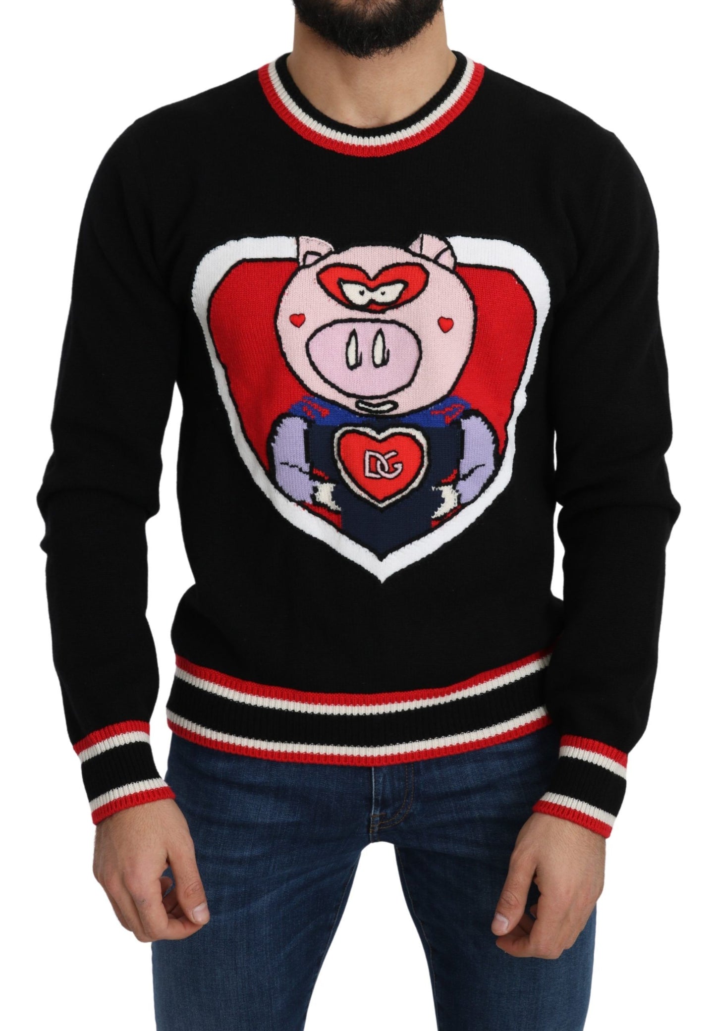 - Elegant Black Cashmere Crew Neck Sweater