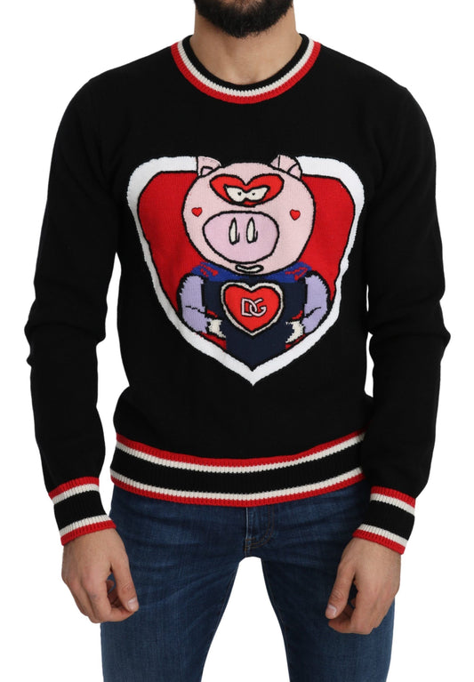 - Elegant Black Cashmere Crew Neck Sweater