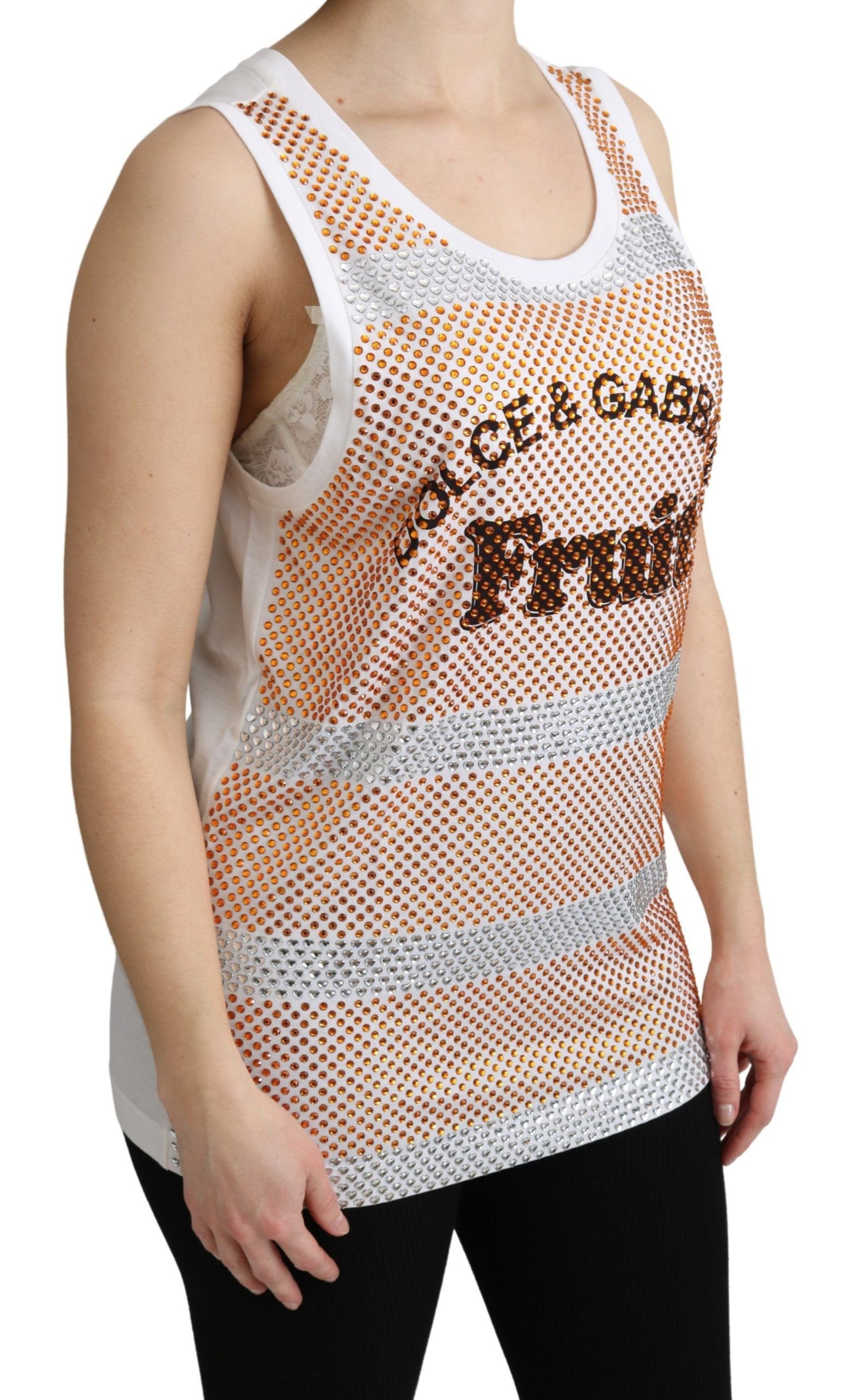 - Crystal Embellished Sleeveless Cotton Top