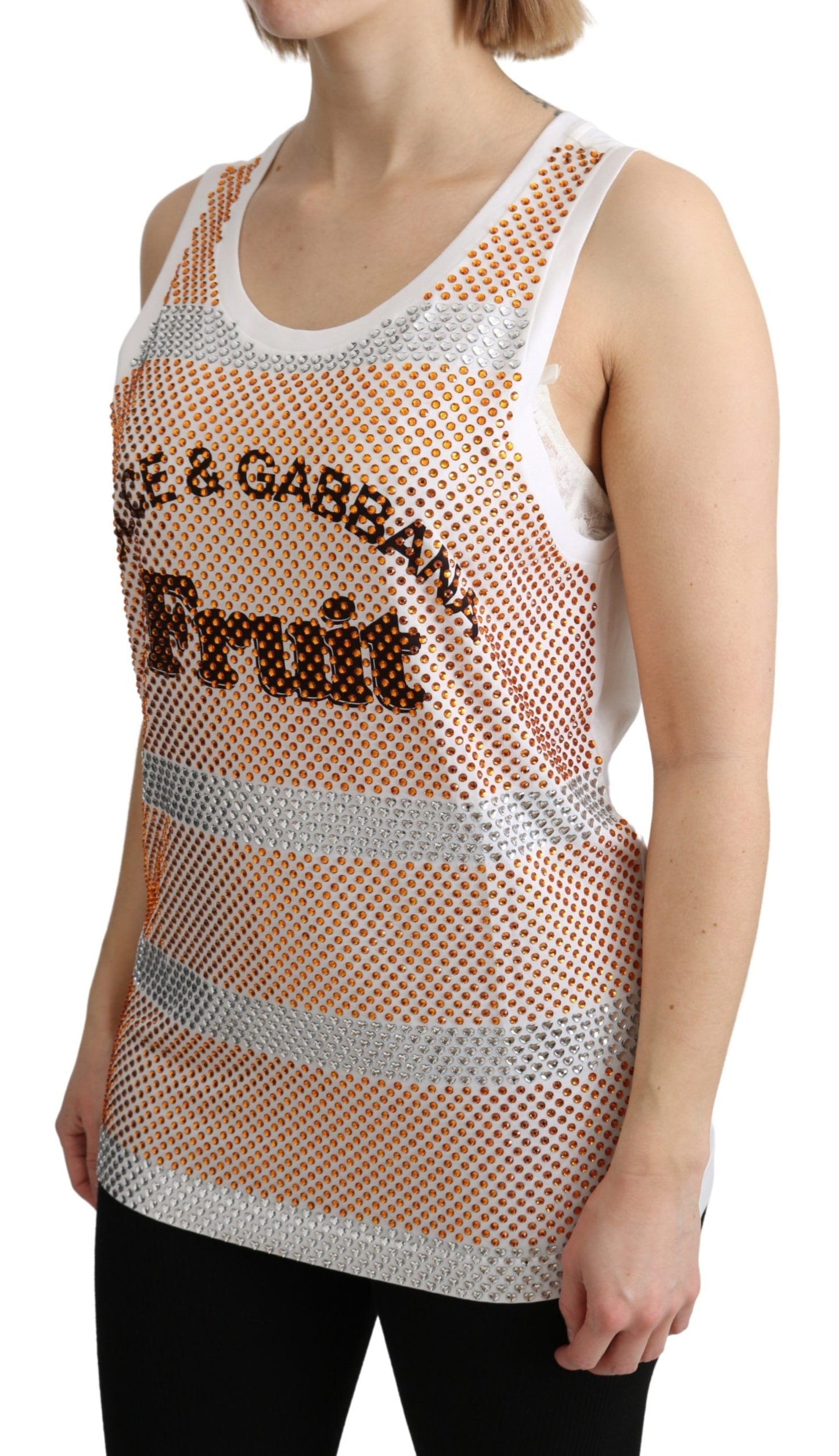 - Crystal Embellished Sleeveless Cotton Top