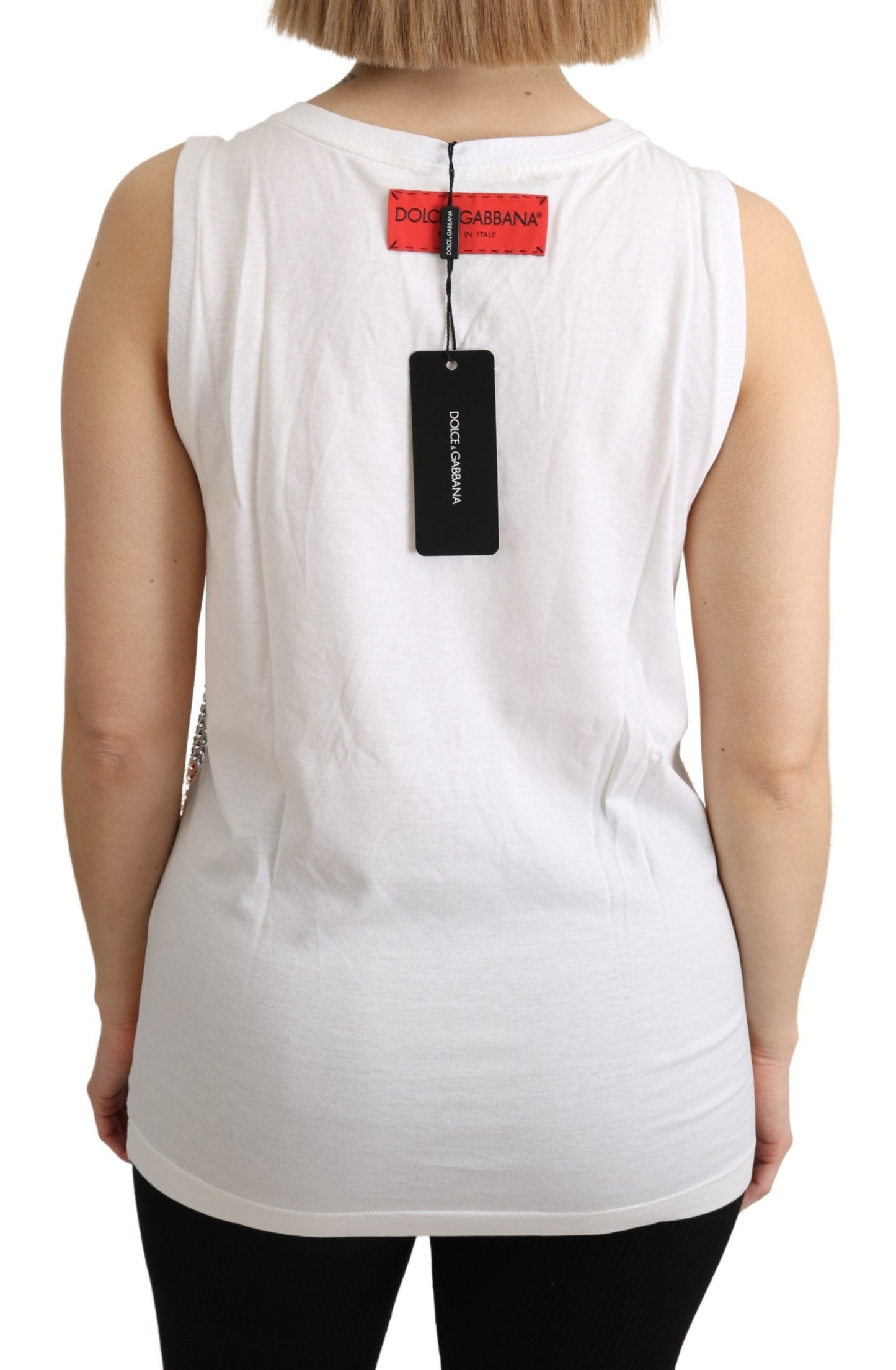- Crystal Embellished Sleeveless Cotton Top