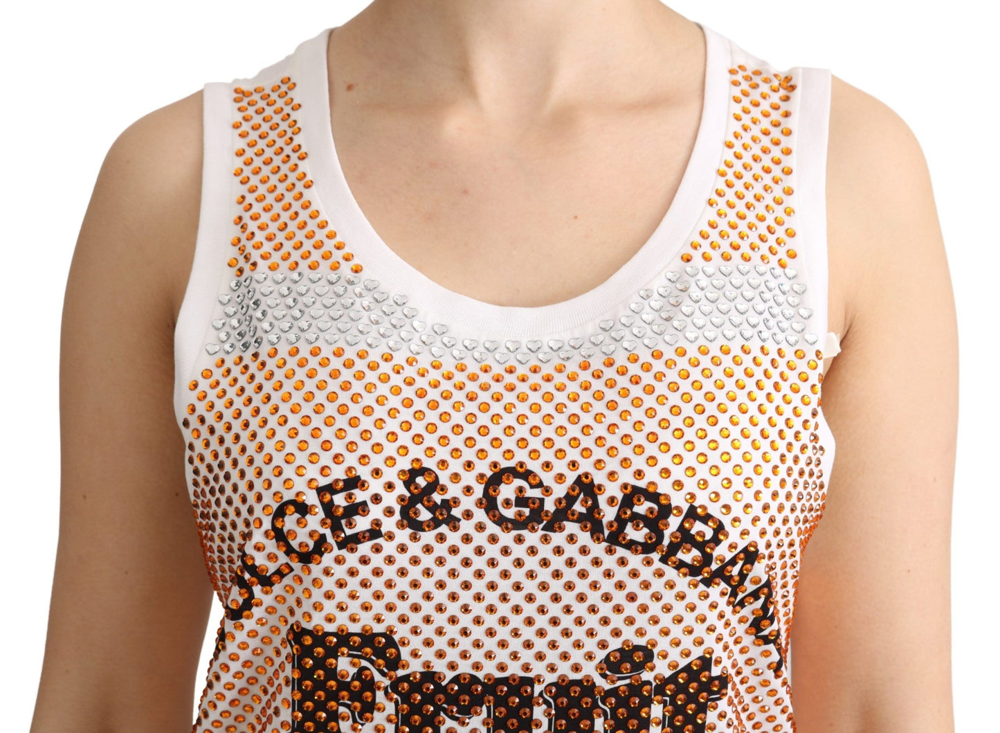 - Crystal Embellished Sleeveless Cotton Top