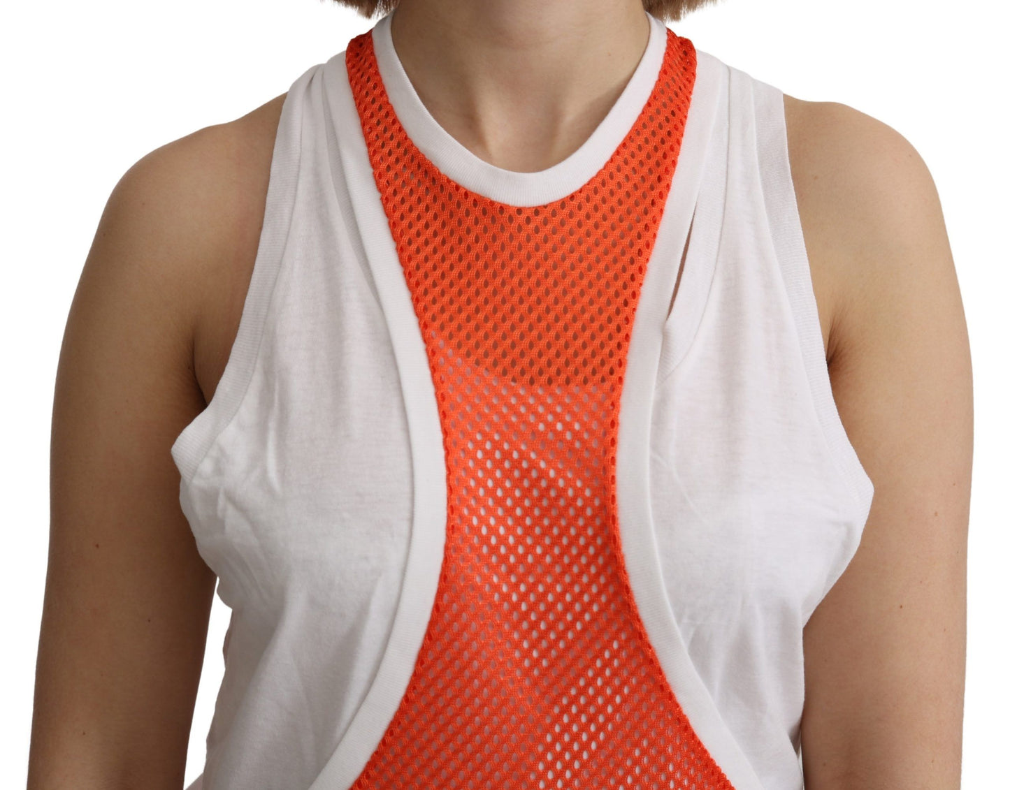 - Elegant Sleeveless Cotton Tank in Orange
