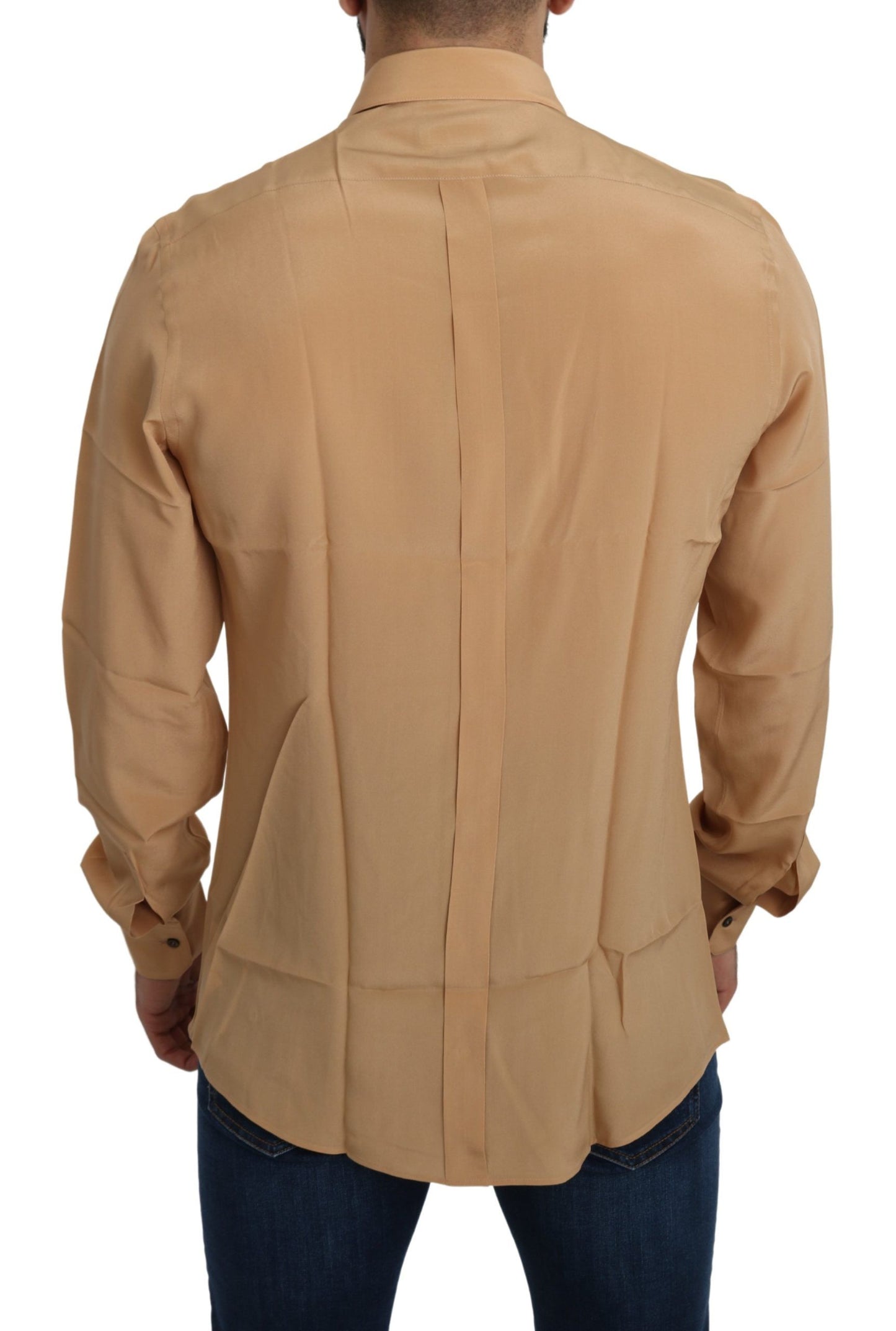 - Elegant Yellow Silk Men's Formal Shirt