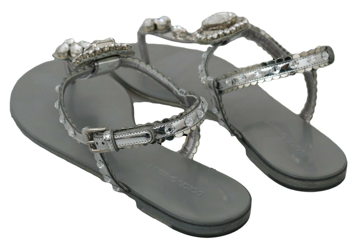 - Elegant Silver Flats with Crystal Embellishments