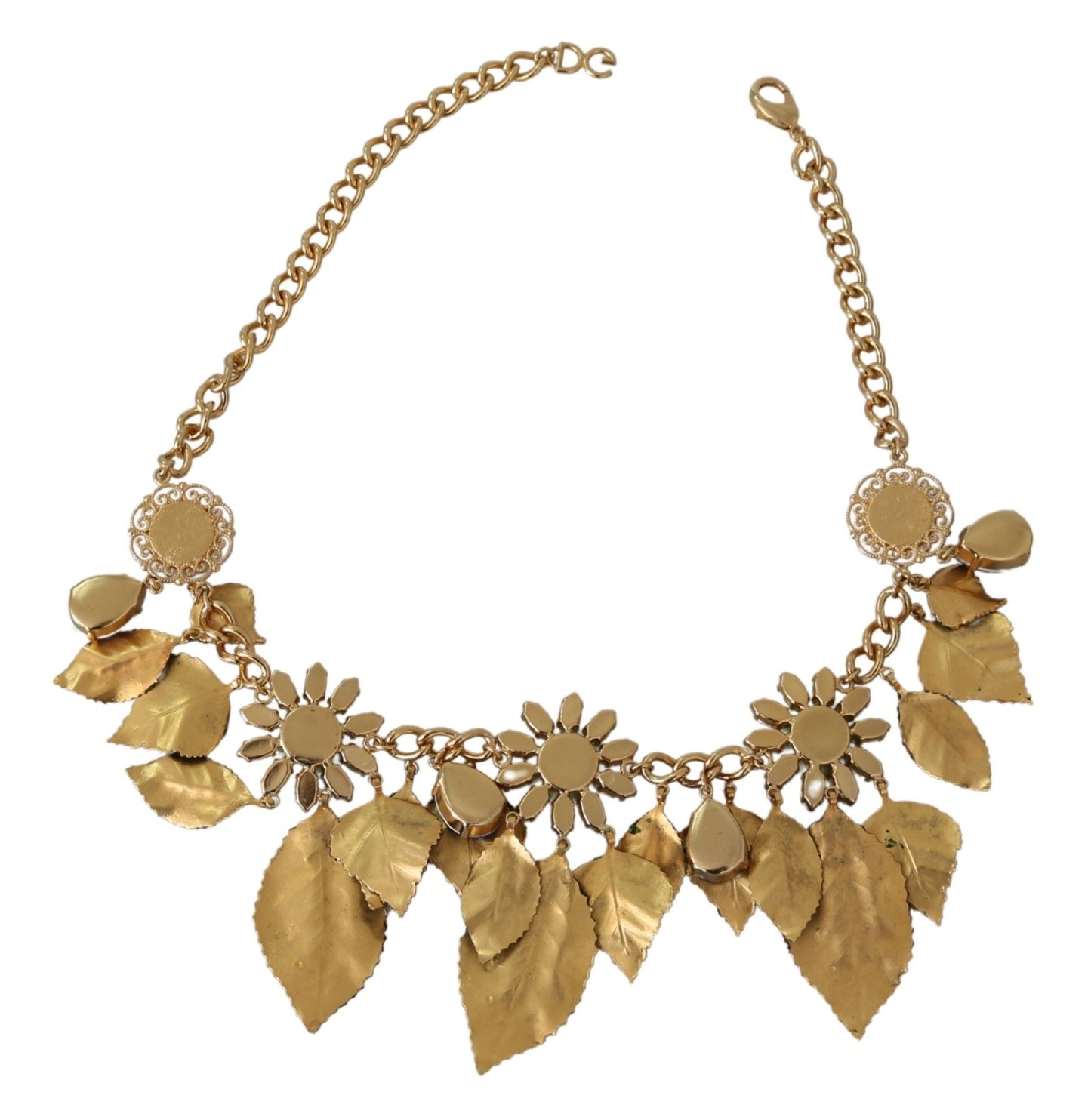 - Elegant Crystal Charms Leaves Pendant Necklace