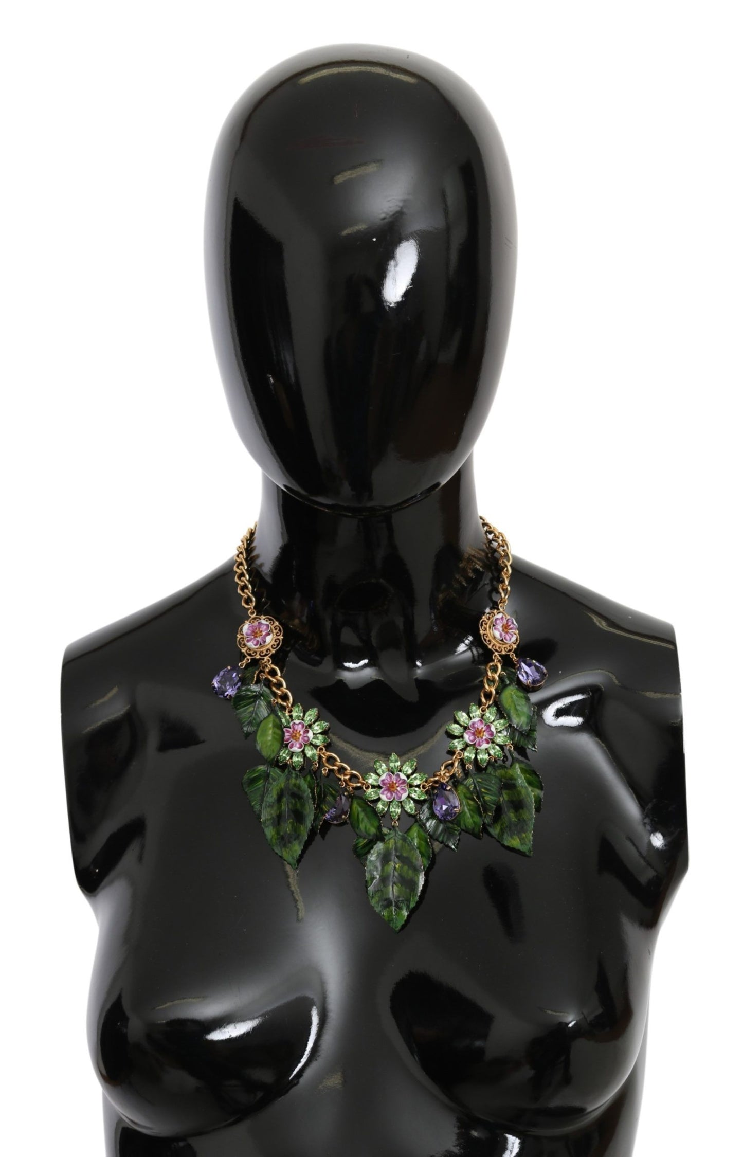 - Elegant Crystal Charms Leaves Pendant Necklace