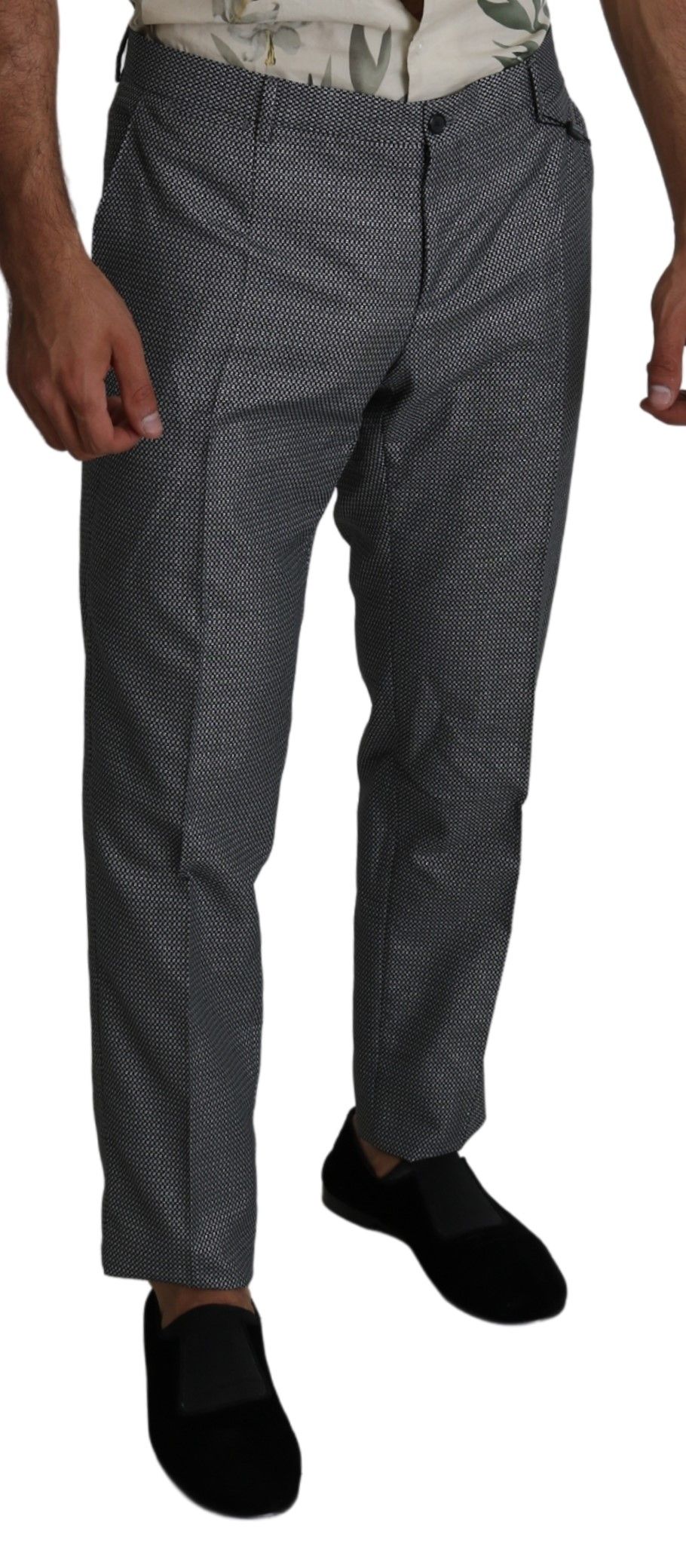 - Elegant Gray Slim Fit Dress Trousers